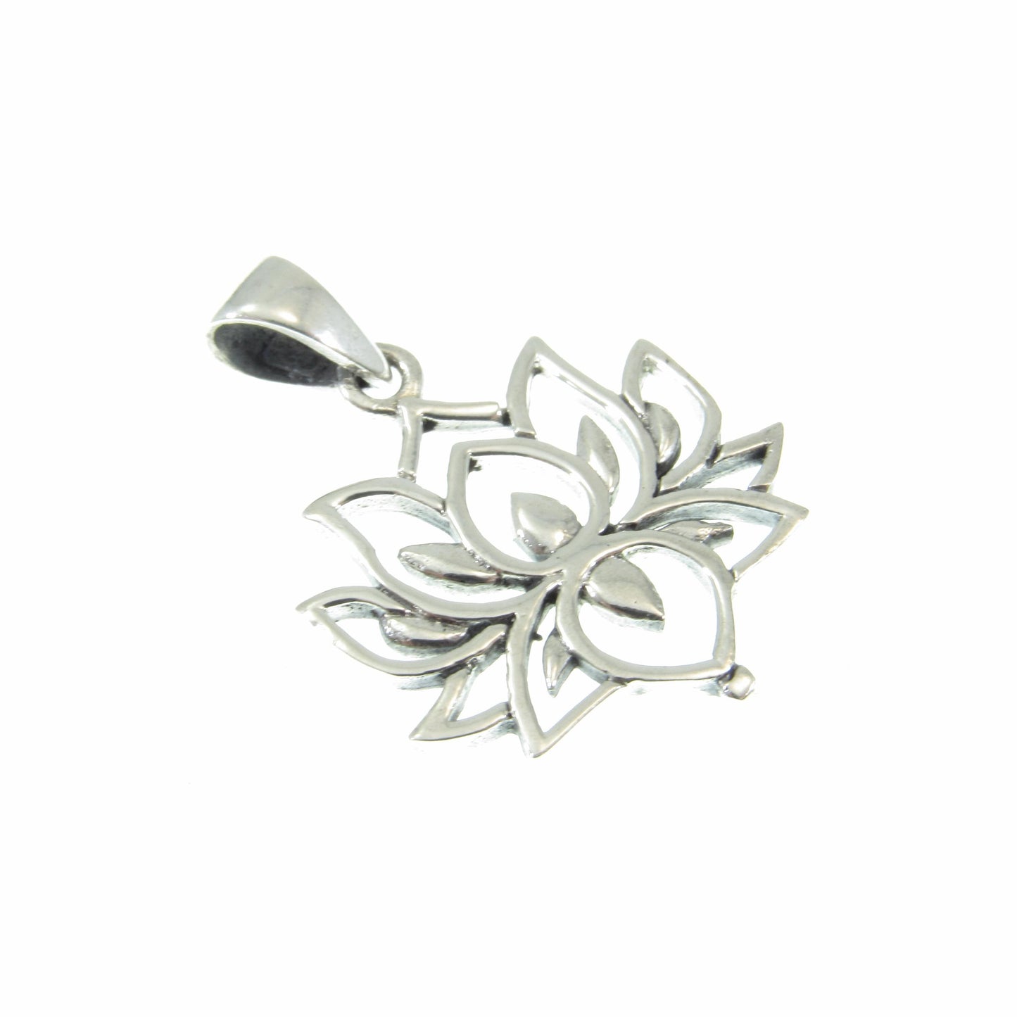 Solid 925 Sterling Silver Lotus Flower Pendant – Boho Yoga Necklace Charm, Spiritual Jewelry for Women & Men, Meditation Gift for Yogis
