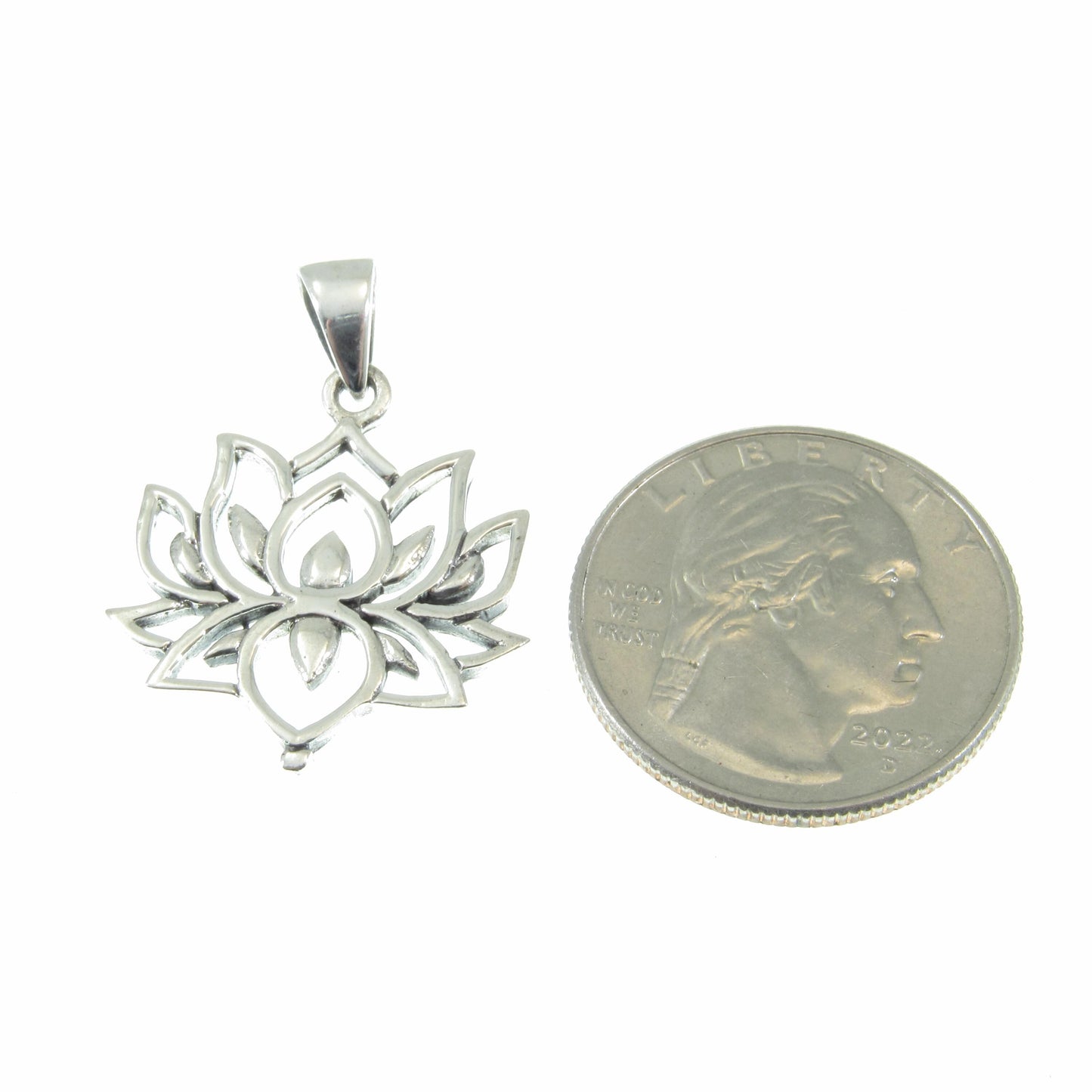 Solid 925 Sterling Silver Lotus Flower Pendant – Boho Yoga Necklace Charm, Spiritual Jewelry for Women & Men, Meditation Gift for Yogis