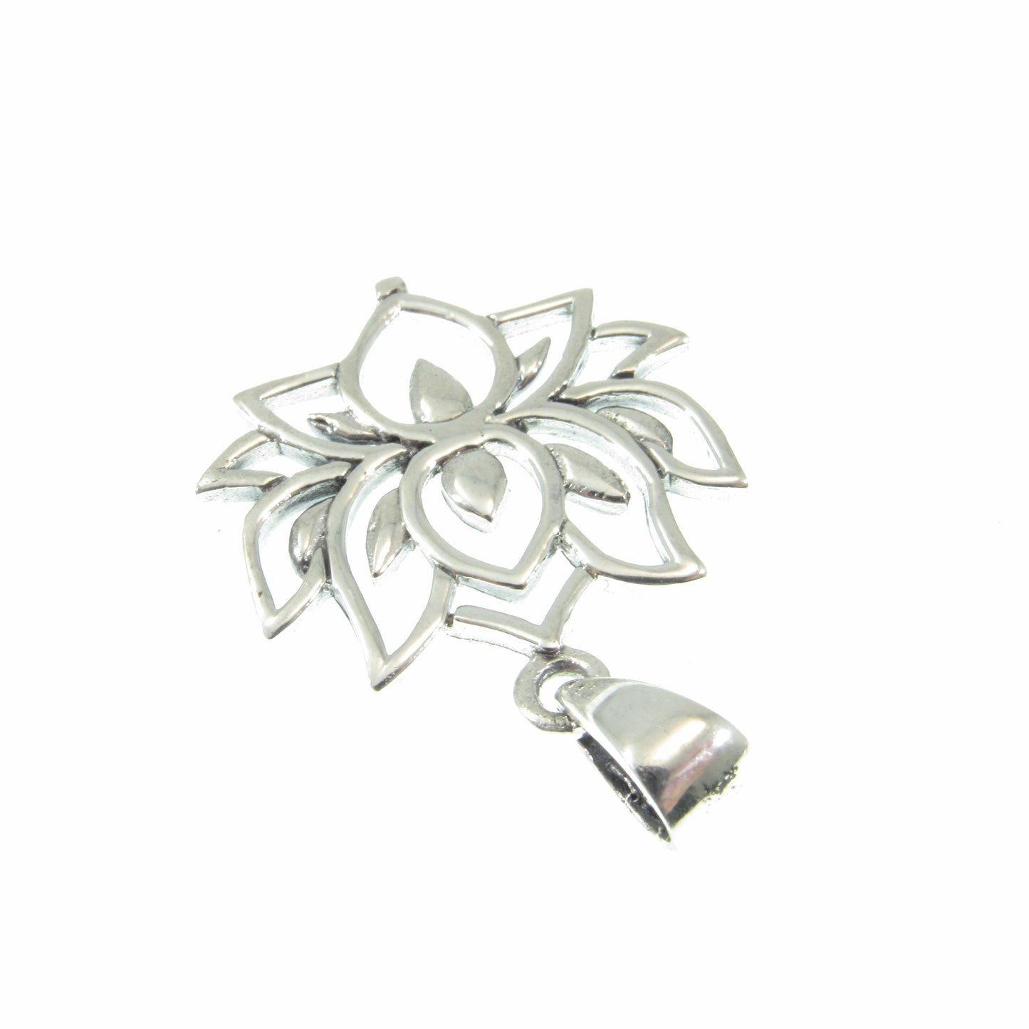 Solid 925 Sterling Silver Lotus Flower Pendant – Boho Yoga Necklace Charm, Spiritual Jewelry for Women & Men, Meditation Gift for Yogis