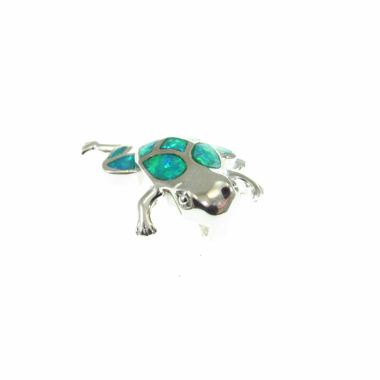 Solid 925 Sterling Silver Frog Pendant – Lab Created Opal Slide Charm - Nature Jewelry - Animal Necklace Charm - Elegant Gift for Her