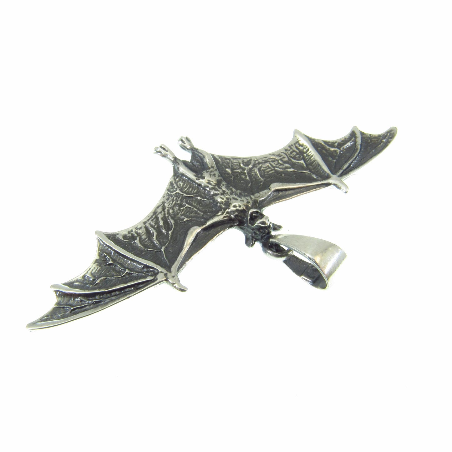 Solid 925 Sterling Silver Bat Pendant – Gothic Vampire Necklace Pendant, Halloween Jewelry, Occult Gift for Men & Women, Wiccan Jewelry