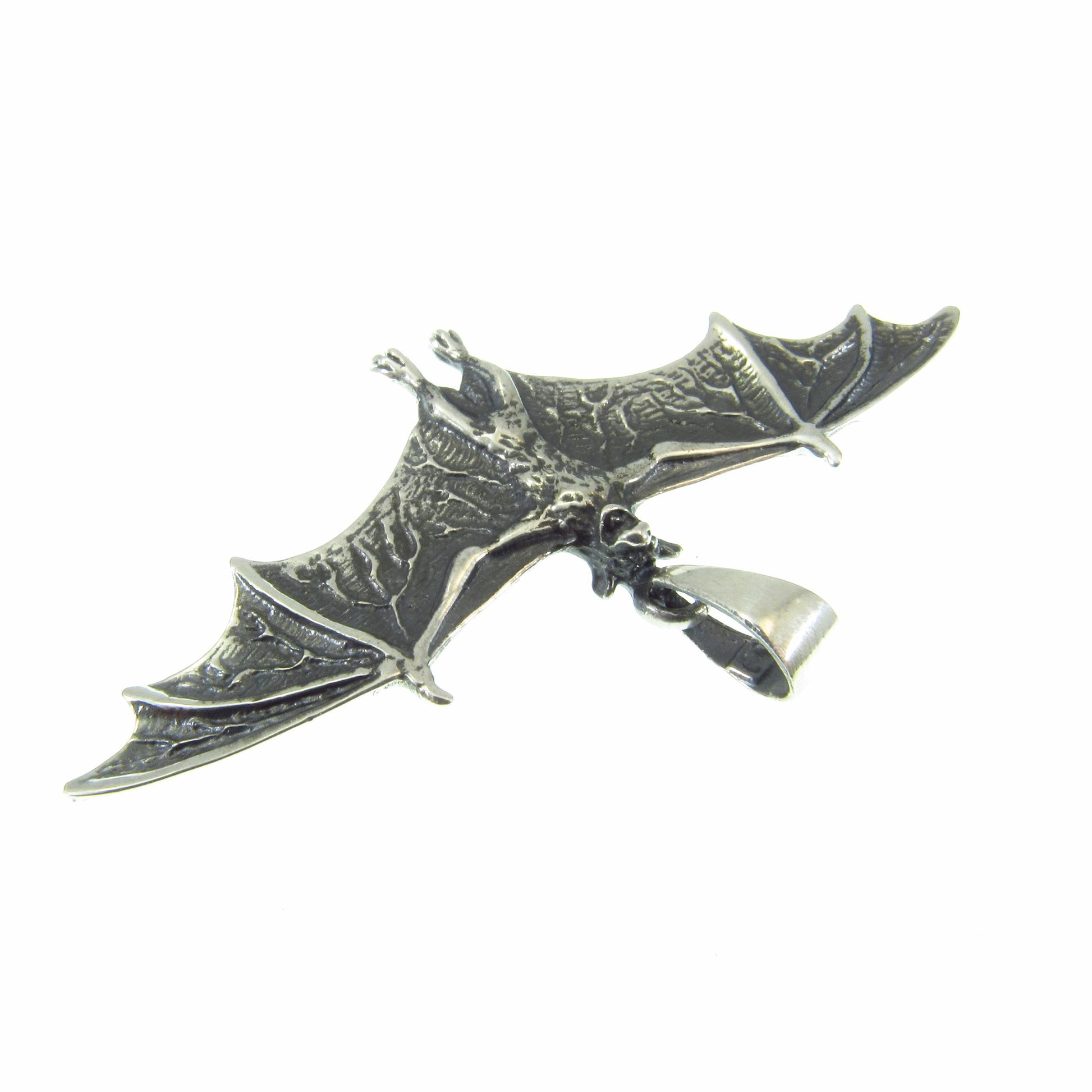 Solid 925 Sterling Silver Bat Pendant – Gothic Vampire Necklace Pendant, Halloween Jewelry, Occult Gift for Men & Women, Wiccan Jewelry