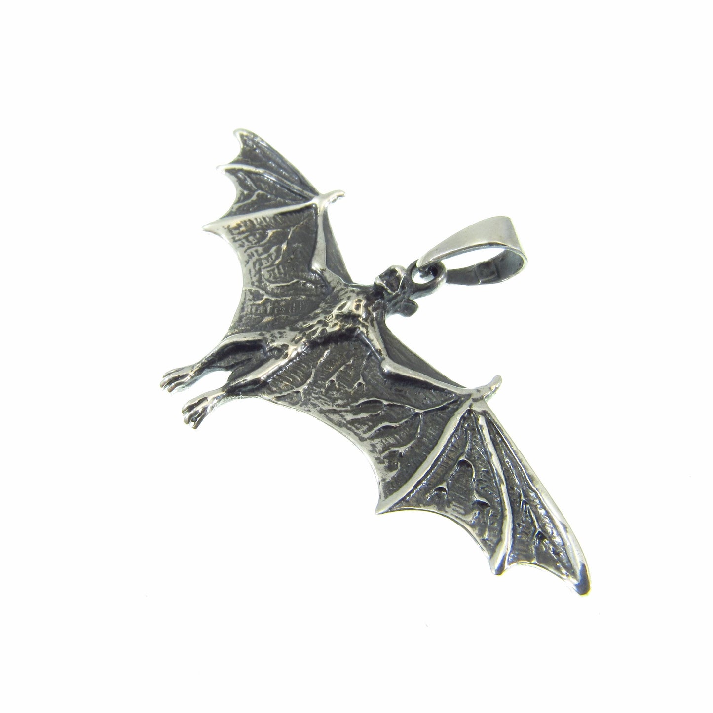 Solid 925 Sterling Silver Bat Pendant – Gothic Vampire Necklace Pendant, Halloween Jewelry, Occult Gift for Men & Women, Wiccan Jewelry