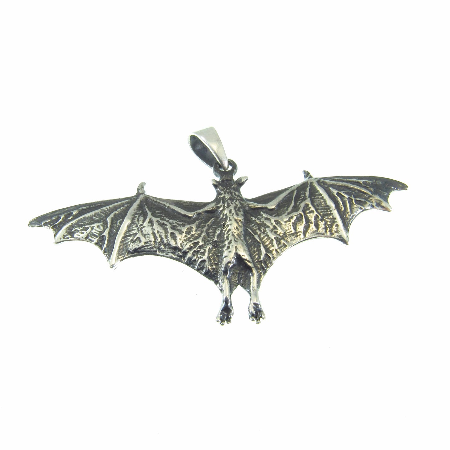 Solid 925 Sterling Silver Bat Pendant – Gothic Vampire Necklace Pendant, Halloween Jewelry, Occult Gift for Men & Women, Wiccan Jewelry