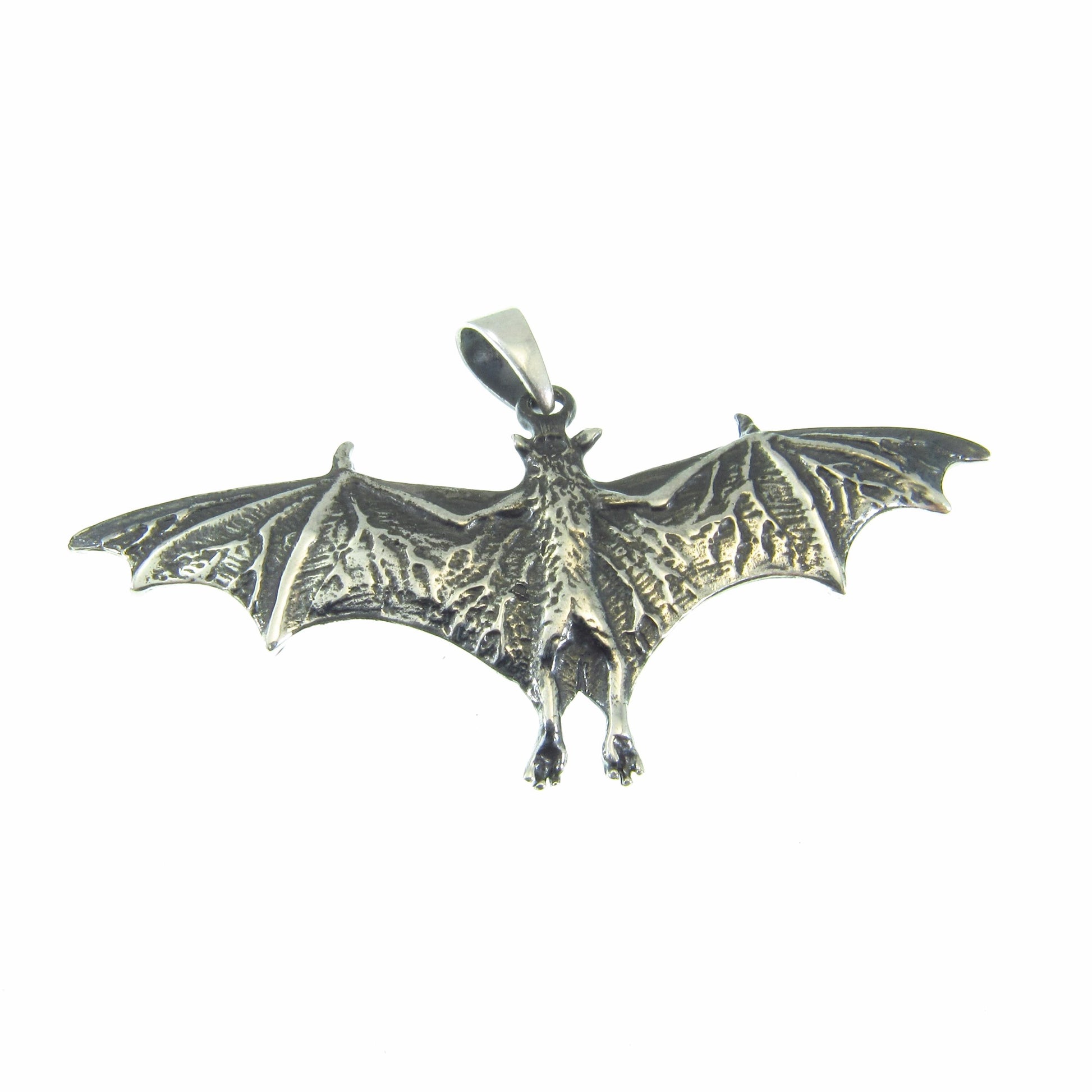 Solid 925 Sterling Silver Bat Pendant – Gothic Vampire Necklace Pendant, Halloween Jewelry, Occult Gift for Men & Women, Wiccan Jewelry