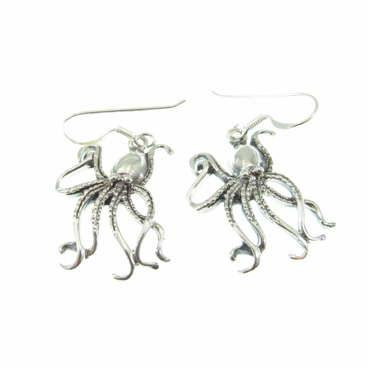 Solid 925 Sterling Silver Octopus Earrings – Nautical Ocean Jewelry, Beach Lover Gift, Boho Sea Life Drop / Hook / Dangle Earrings for Women