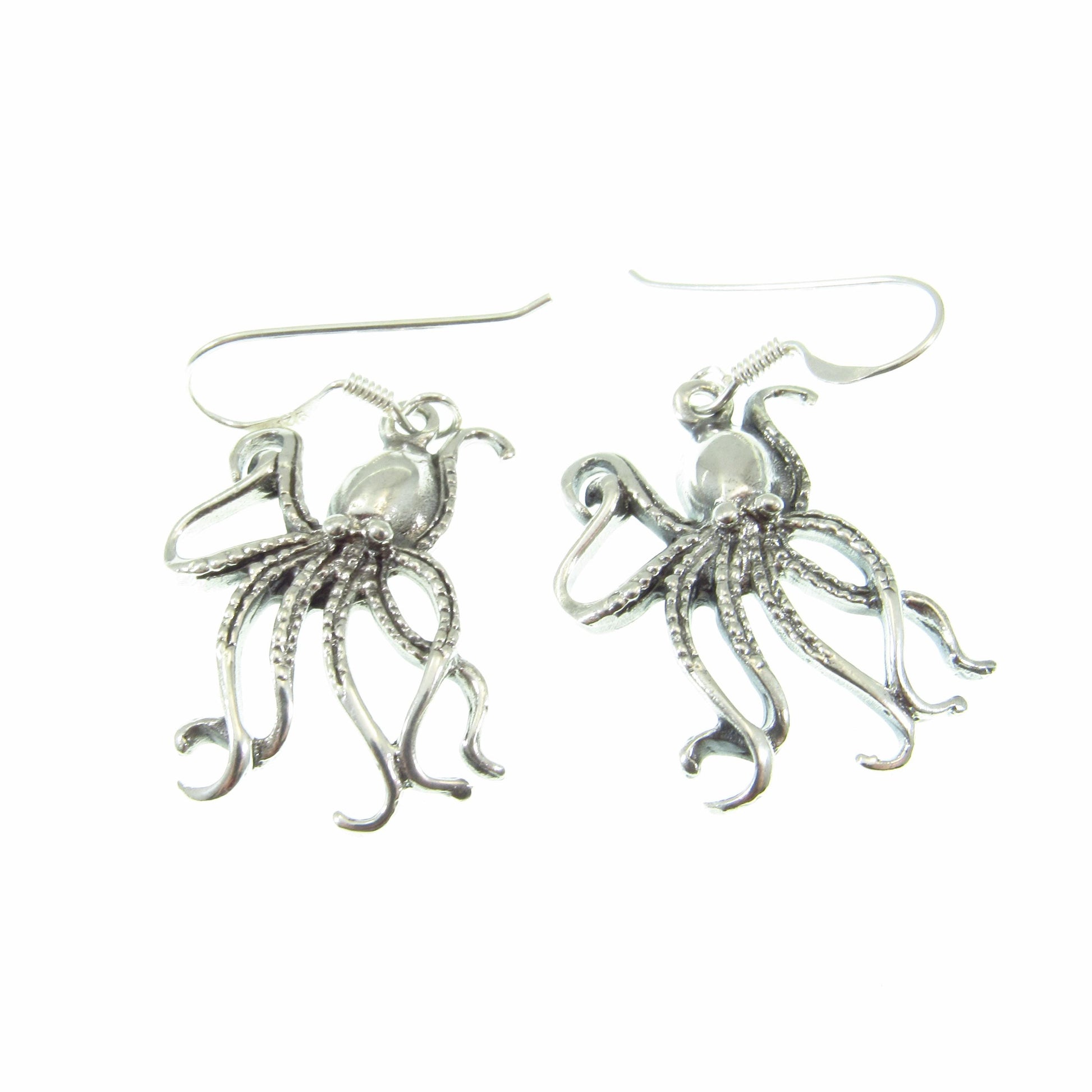 Solid 925 Sterling Silver Octopus Earrings – Nautical Ocean Jewelry, Beach Lover Gift, Boho Sea Life Drop / Hook / Dangle Earrings for Women