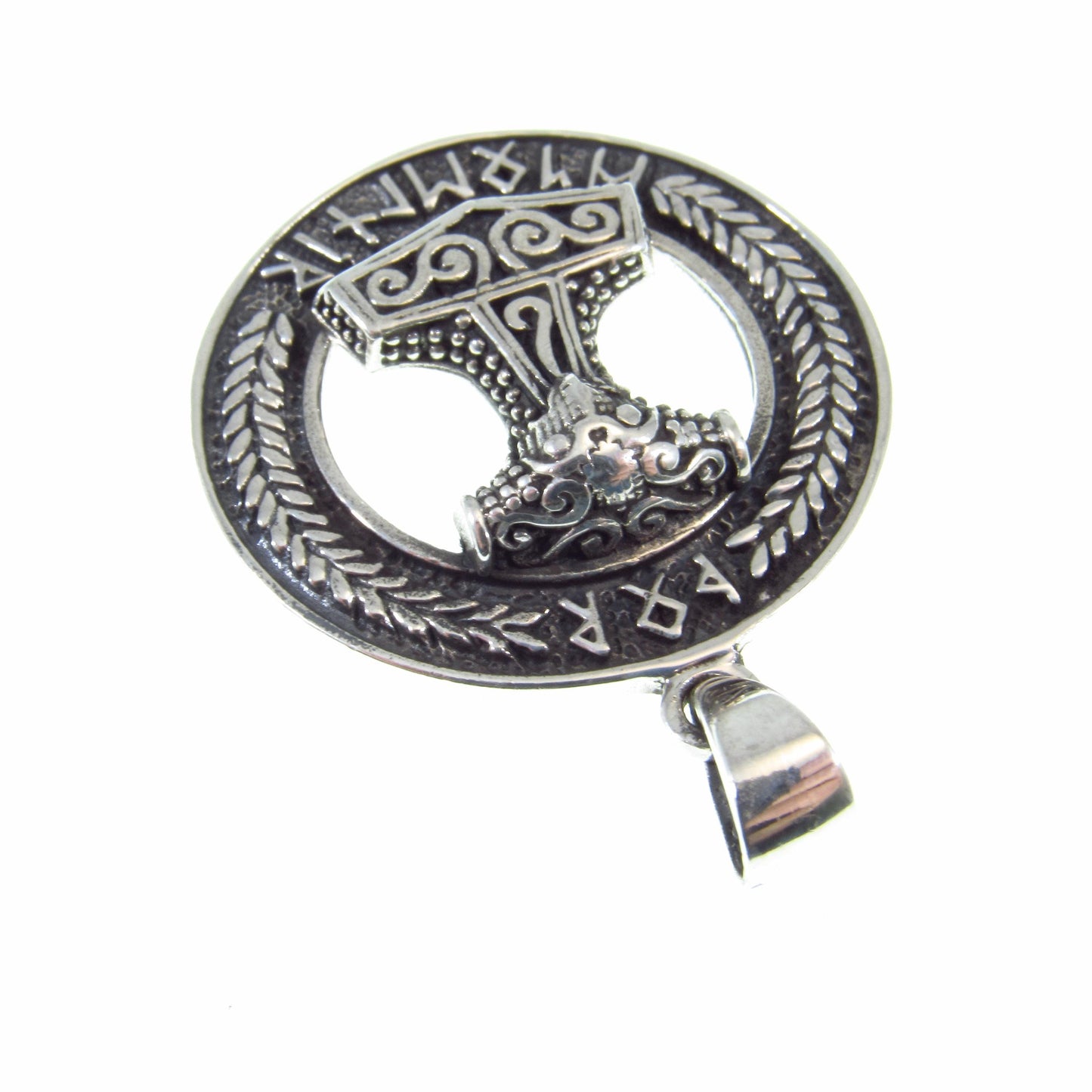 Solid 925 Sterling Silver Viking Thor’s Hammer Pendant – Norse Mythology Necklace Pendant, Mjolnir Amulet, Nordic Pagan Jewelry for Men