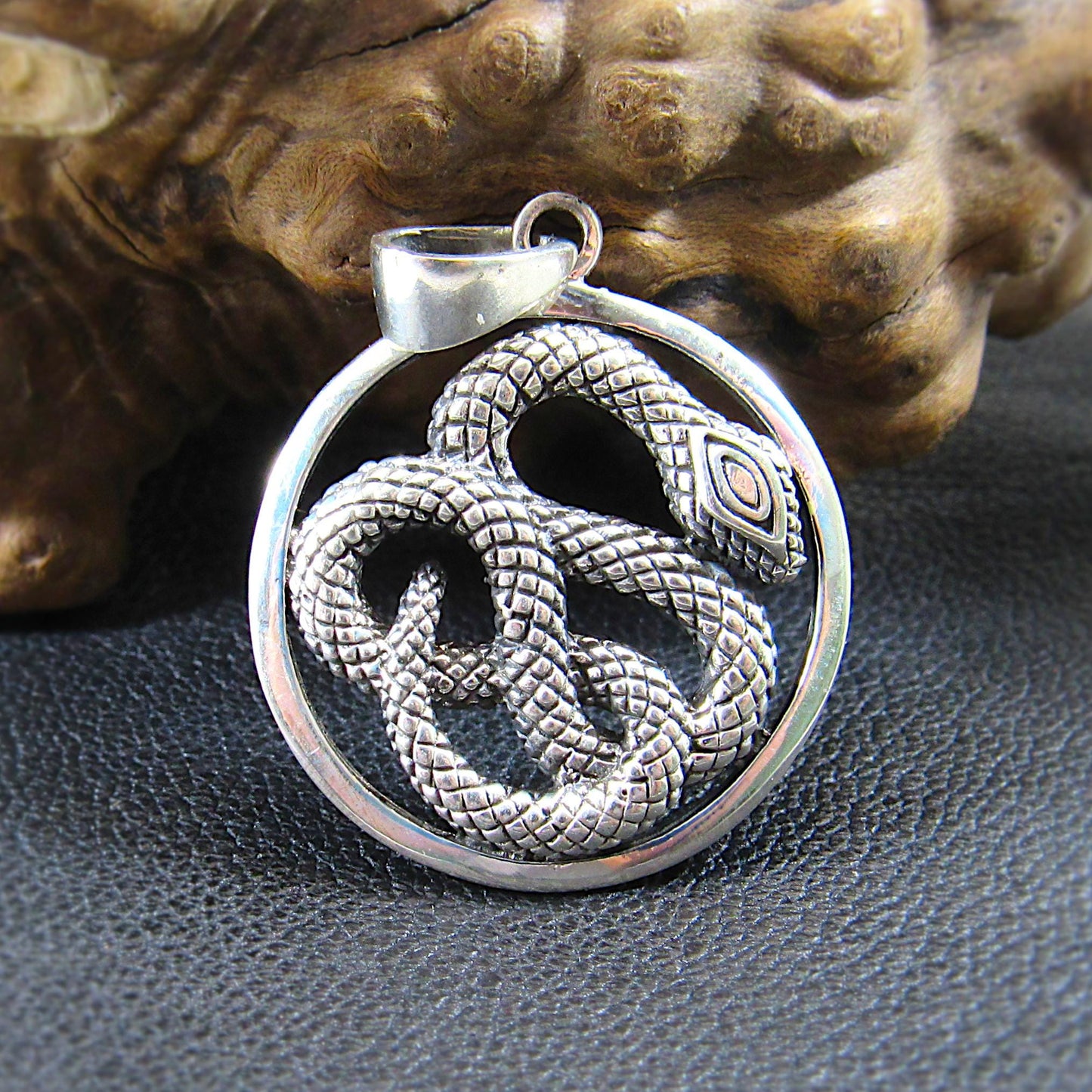 Solid 925 Sterling Silver Coiled Snake Pendant, Handcrafted Reptile Necklace Charm, Unisex Serpent Jewelry, Gift for Herp Gang