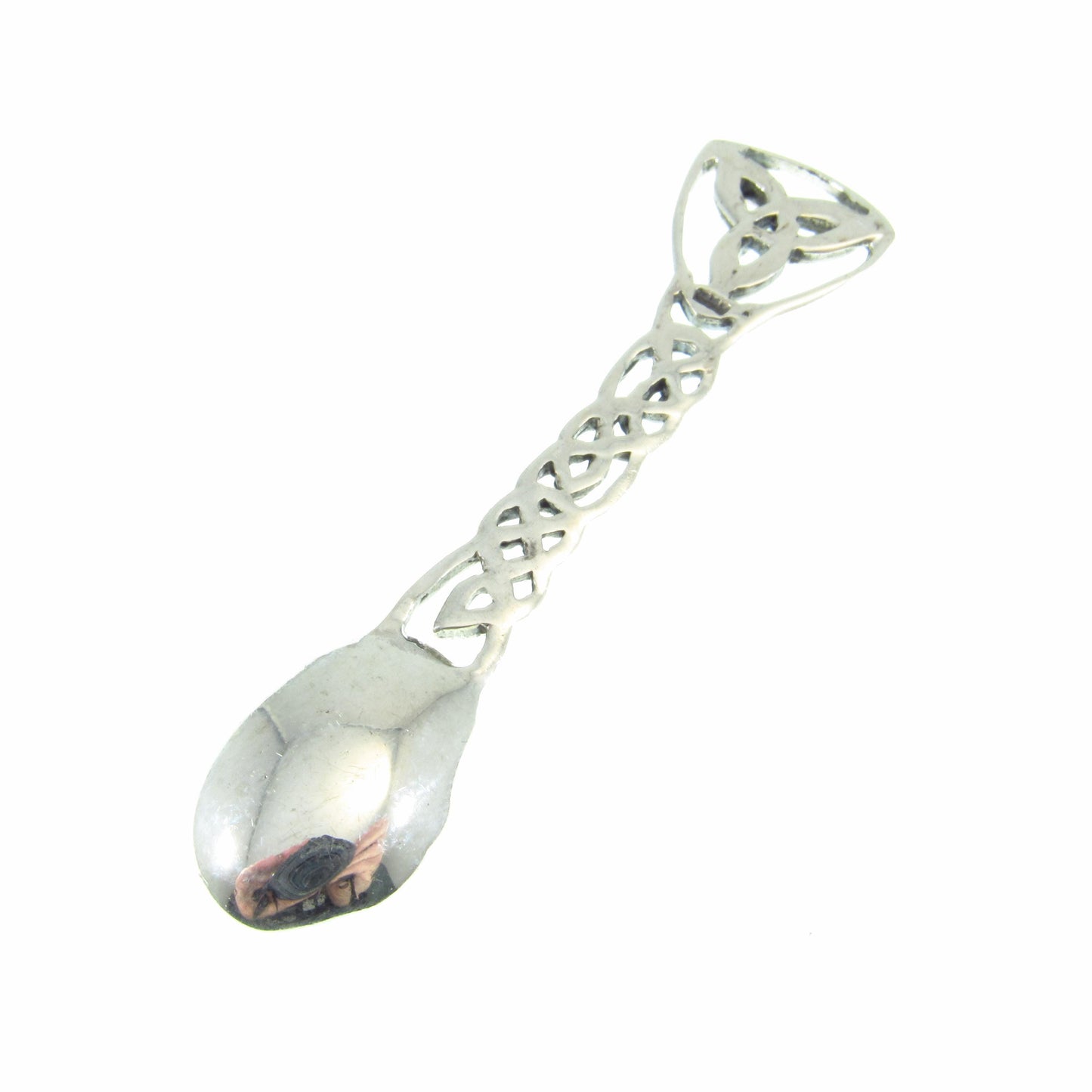 Solid 925 Sterling Silver Salt Spoon - Celtic Trinity Knot Design - Miniature Ritual Altar Spoon for Seasoning - Irish Heritage Gift