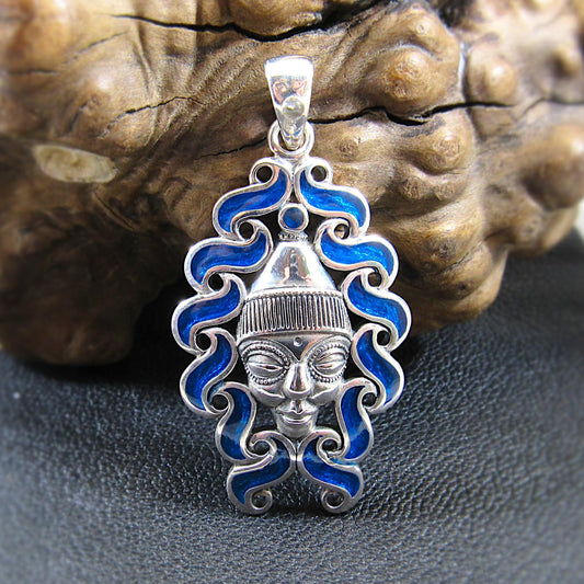 Solid 925 Sterling Silver Modron Pendant – Celtic Goddess Necklace – Paua Shell Accents – Mythic Motherhood Goddess Talisman - Welsh Jewelry