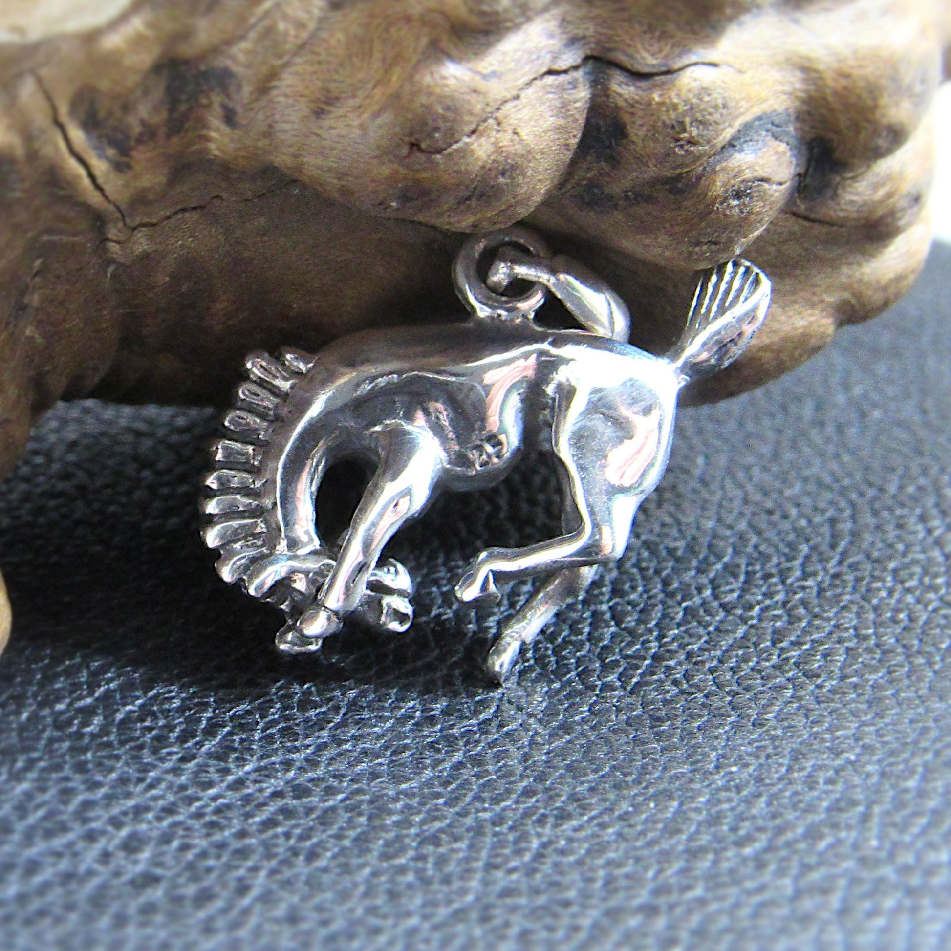 Solid 925 Sterling Silver Bucking Horse Pendant - Handcrafted Western Horse Necklace Charm, Solid Silver Cowboy Jewelry, Wild Stallion Charm
