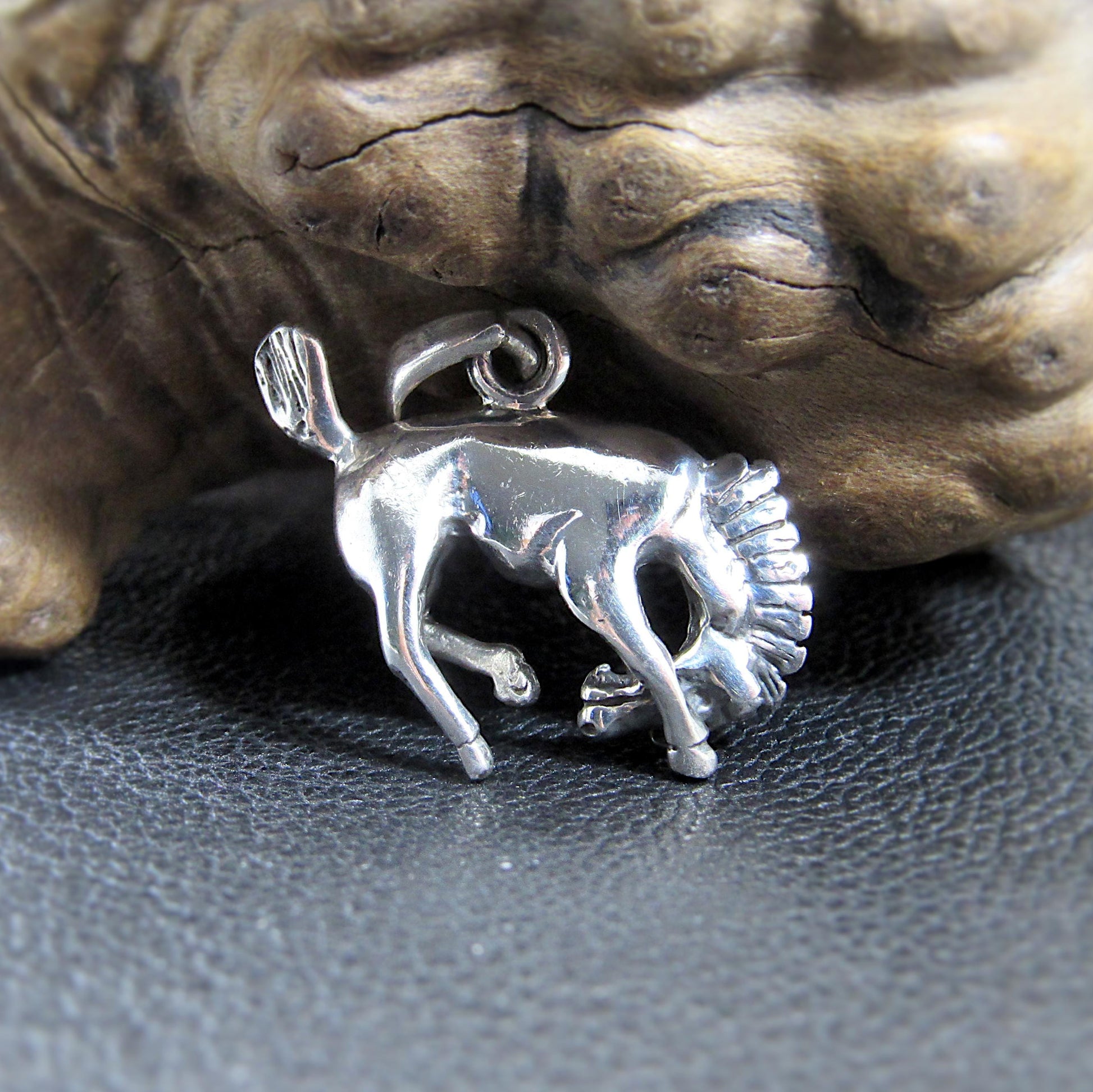 Solid 925 Sterling Silver Bucking Horse Pendant - Handcrafted Western Horse Necklace Charm, Solid Silver Cowboy Jewelry, Wild Stallion Charm