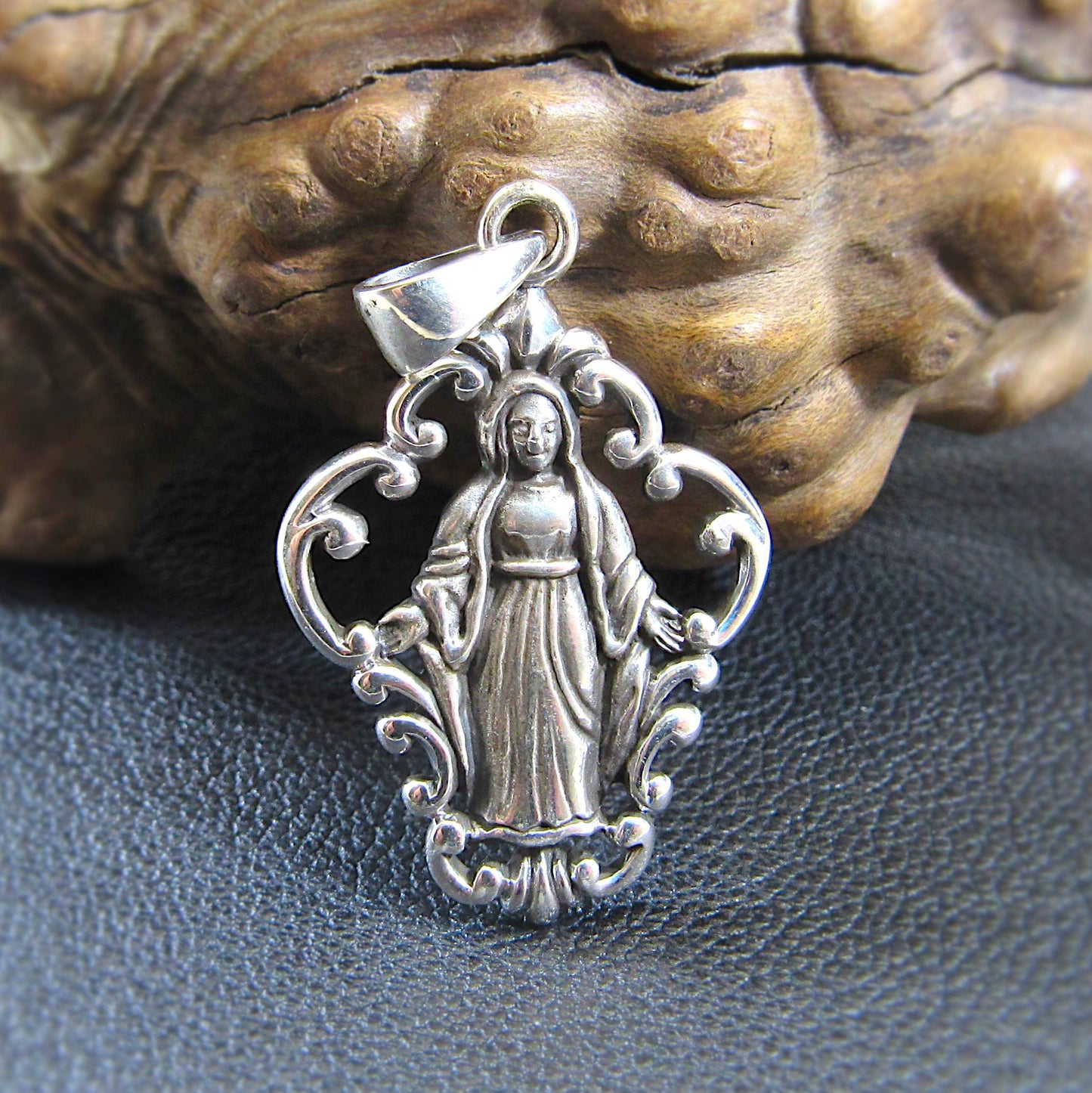Solid 925 Sterling Silver Virgin Mary Pendant, Miraculous Medal Necklace, Catholic Jewelry, Christian Faith Gift, Religious Protection Charm