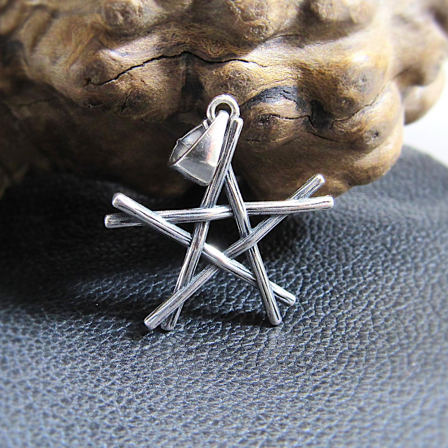 Solid 925 Sterling Silver Pentagram Pendant – Handcrafted 5-Pointed Star Charm, Wiccan Pagan Symbol, Protection Amulet, Witchy Jewelry Gift