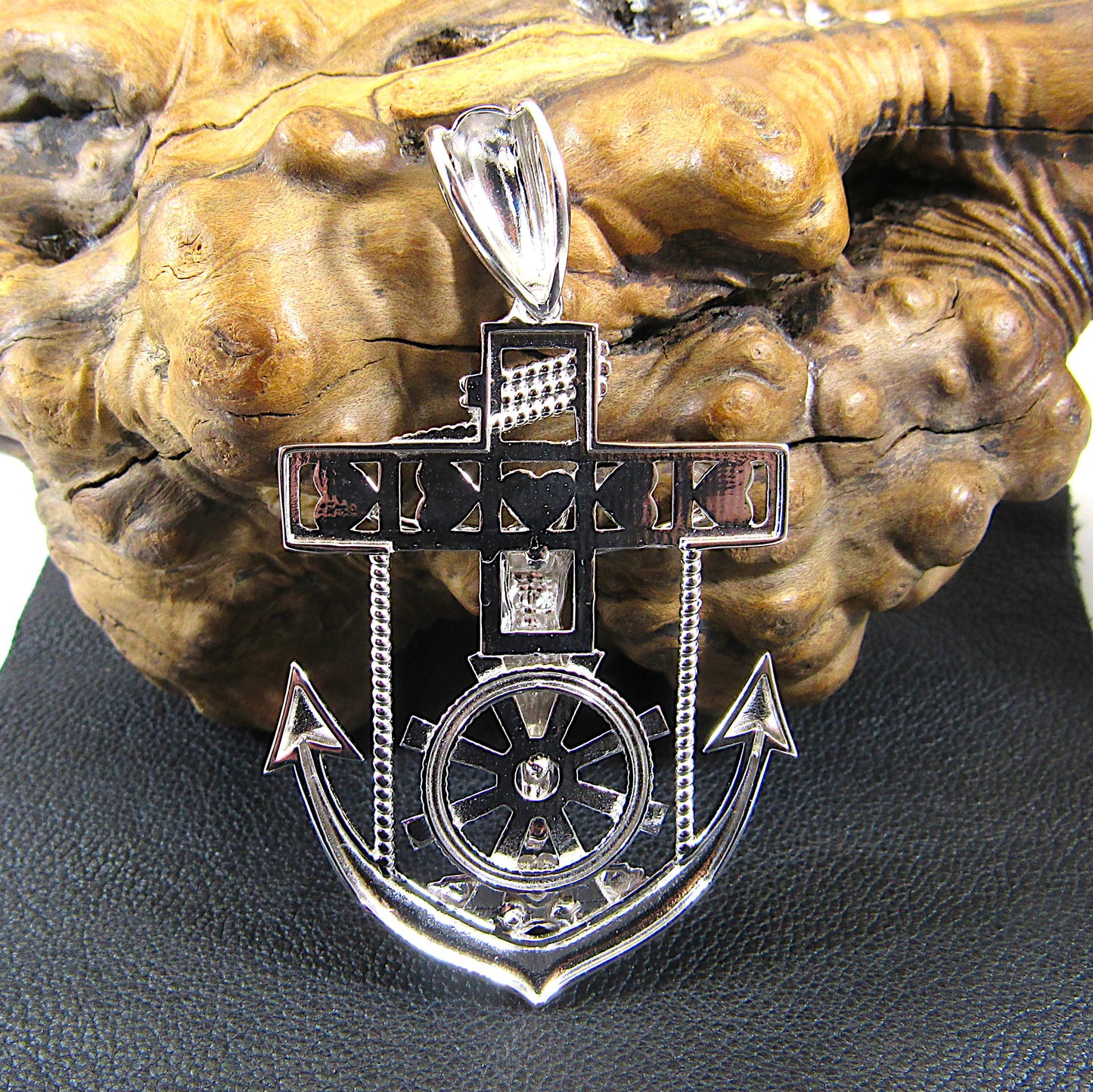 Solid 925 Sterling Silver Hip Hop Crucifix Anchor Pendant – Large Jesus Nautical Necklace Pendant, Christian Maritime Jewelry for Men