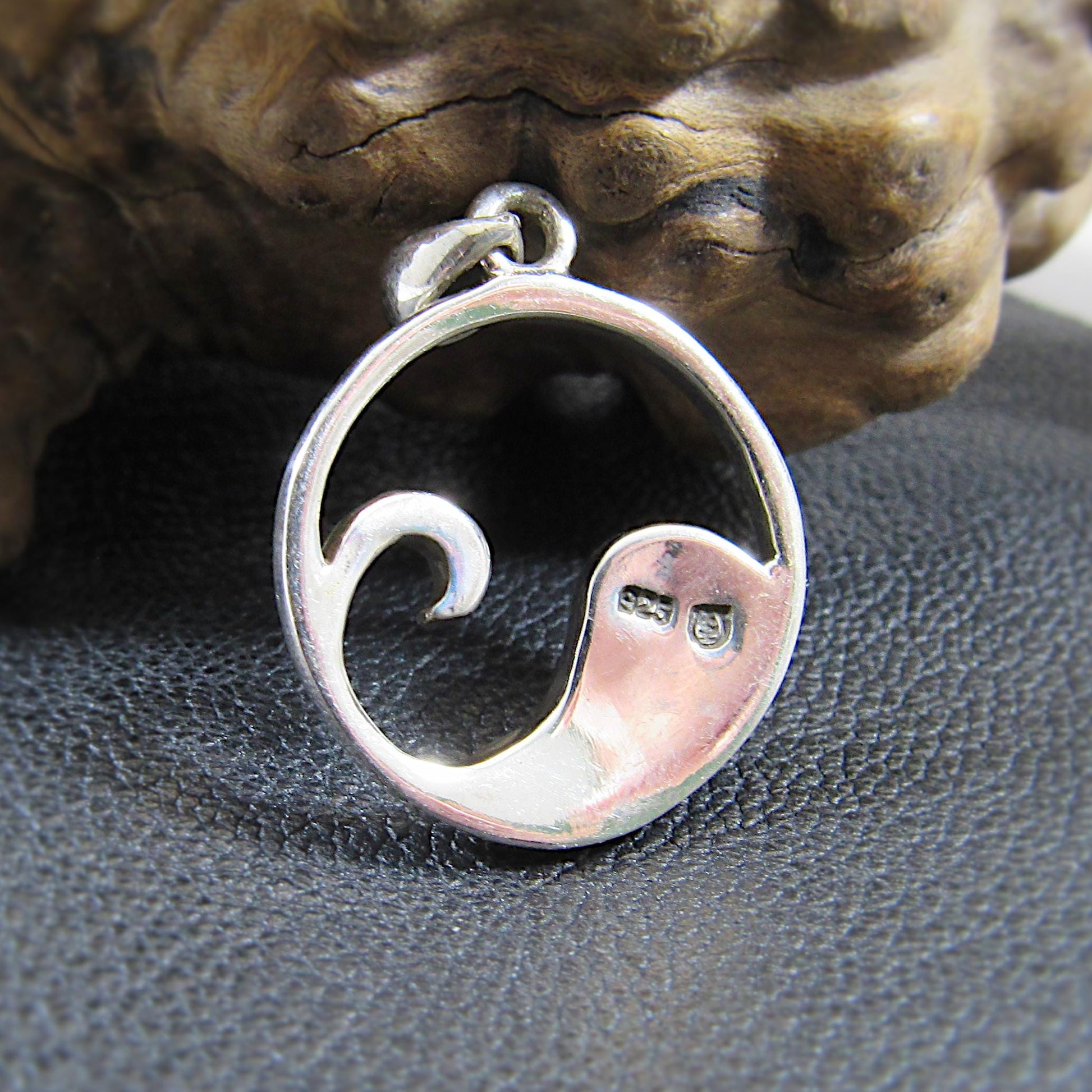 Solid 925 Sterling Silver Wave Pendant with Abalone Shell – Handcrafted Ocean Jewelry, Surfer Necklace Charm – Minimalist Nautical Charm