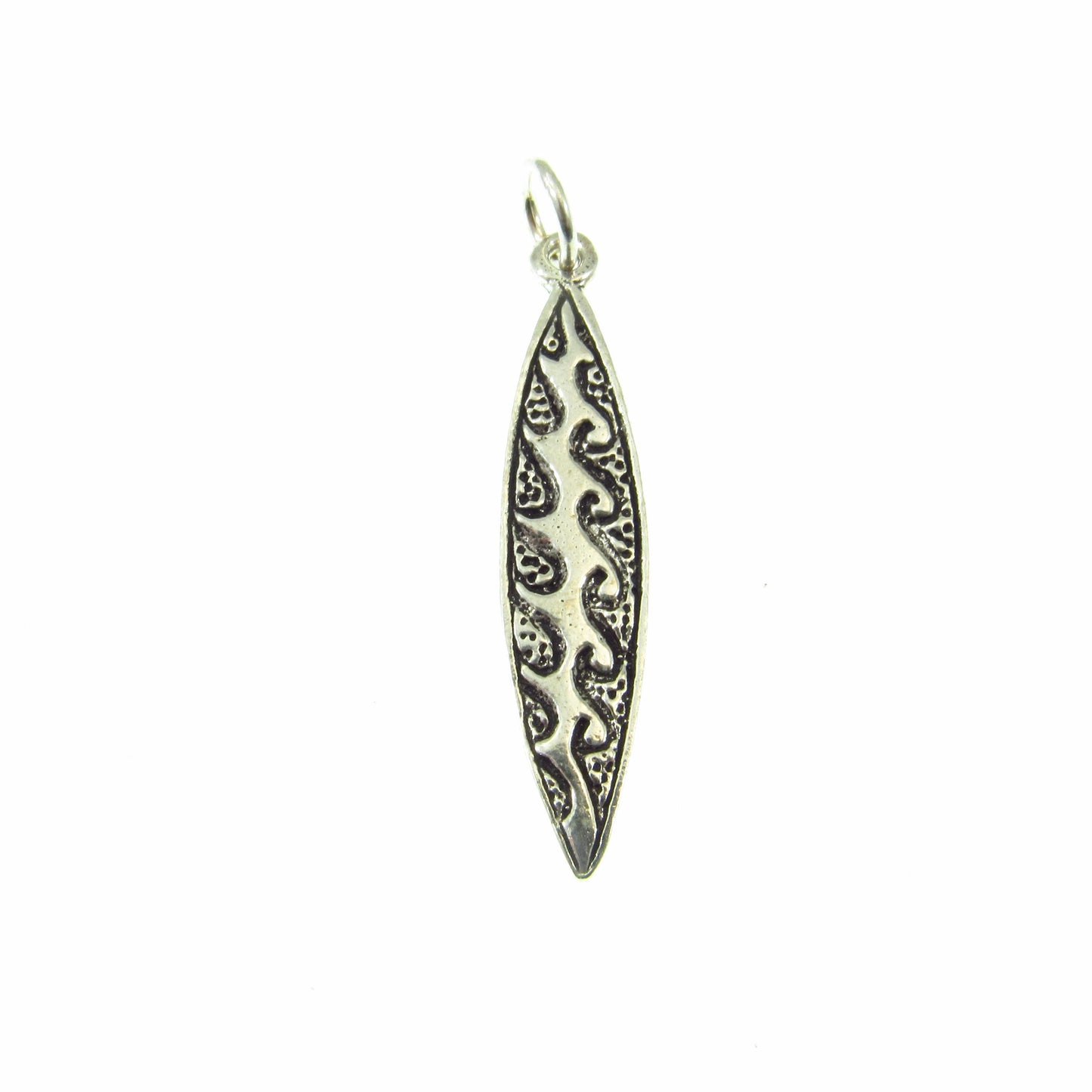 Solid 925 Sterling Silver Surfboard Pendant, Handcrafted Tropical Beach Necklace Charm, Ocean Lover & Beachcomber Gift