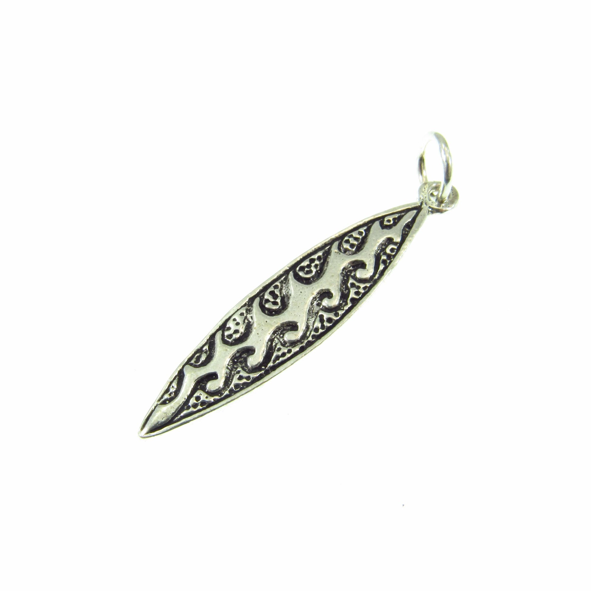 Solid 925 Sterling Silver Surfboard Pendant, Handcrafted Tropical Beach Necklace Charm, Ocean Lover & Beachcomber Gift
