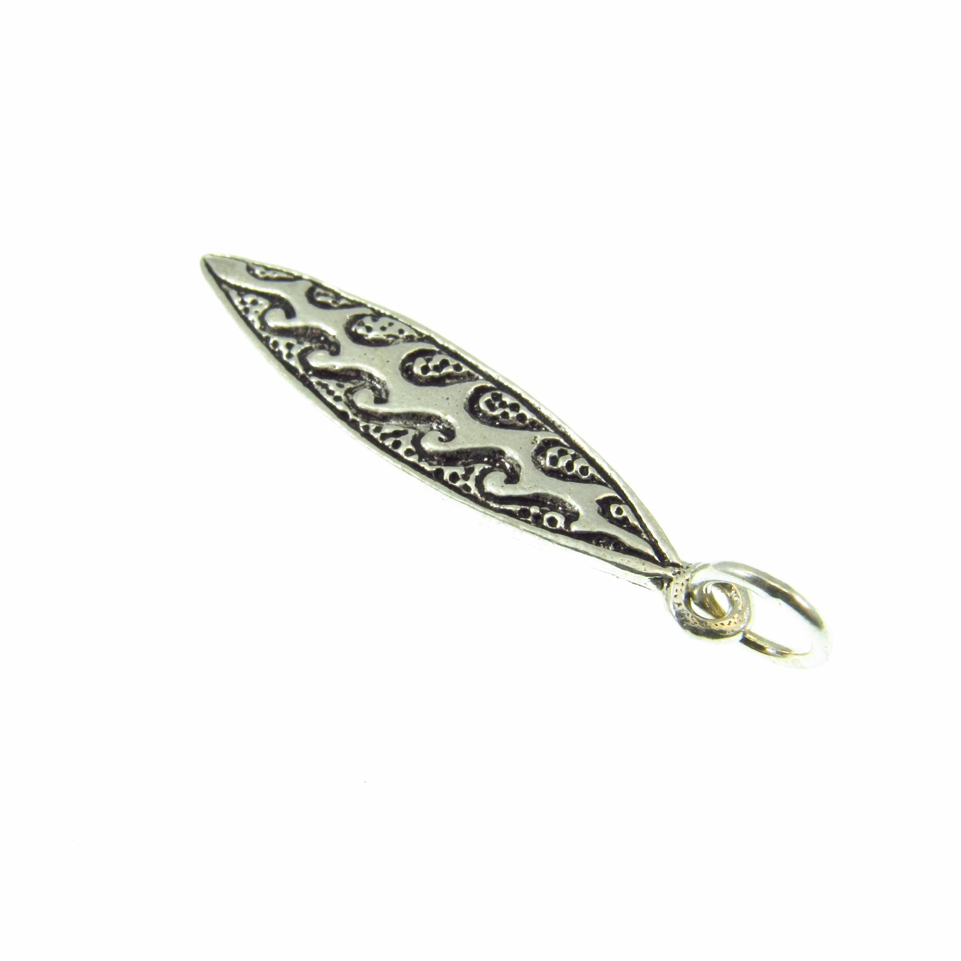 Solid 925 Sterling Silver Surfboard Pendant, Handcrafted Tropical Beach Necklace Charm, Ocean Lover & Beachcomber Gift