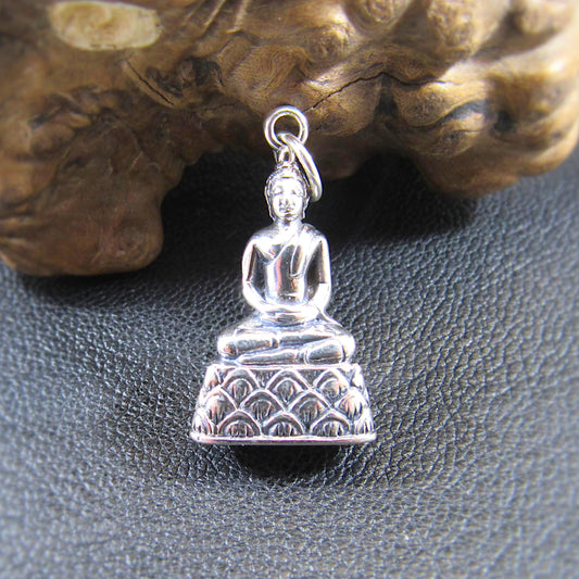 Solid 925 Sterling Silver Buddha Pendant – Seated Buddha Necklace Charm – Spiritual Meditation Jewelry – Zen Charm – Handcrafted Yoga Gift
