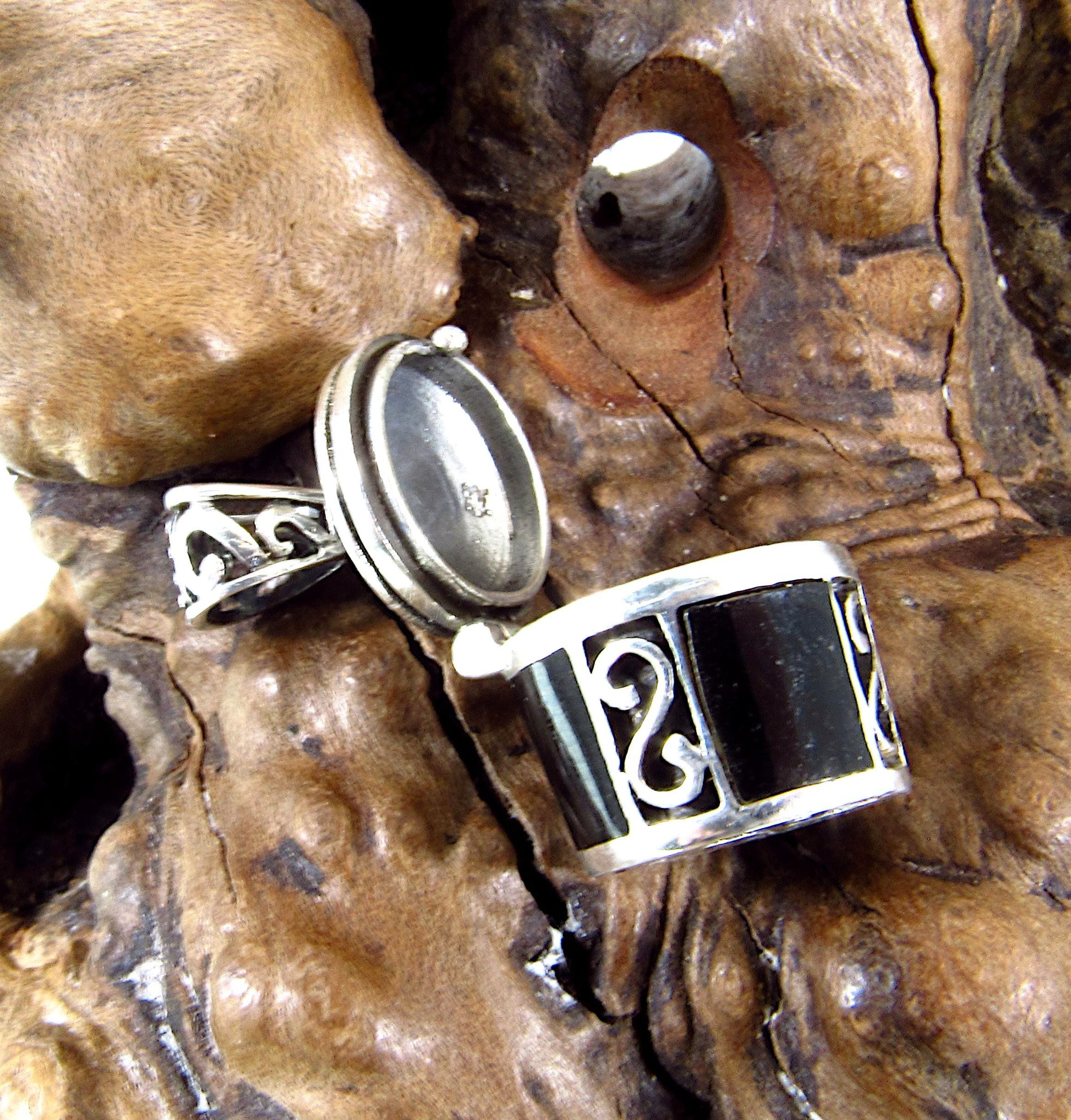 Solid 925 Sterling Silver Poison Pendant – Cremation Urn Locket for Ashes, Funerary Keepsake, Black Onyx Memorial Jewelry