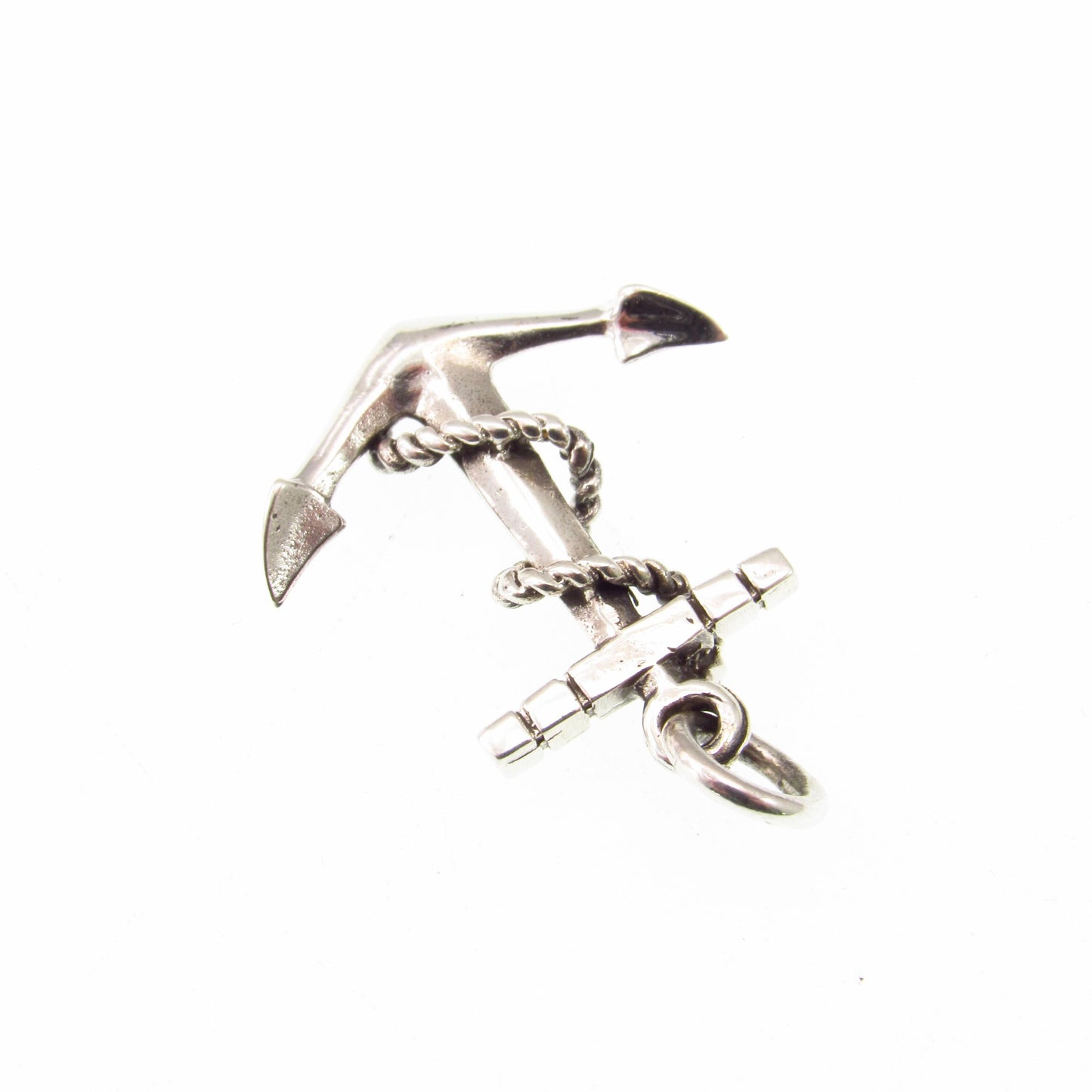 Solid 925 Sterling Silver Anchor Pendant with Rope Detail - Nautical Symbol Jewelry - Men's or Women's Silver Charm - Ocean Inspired Gift