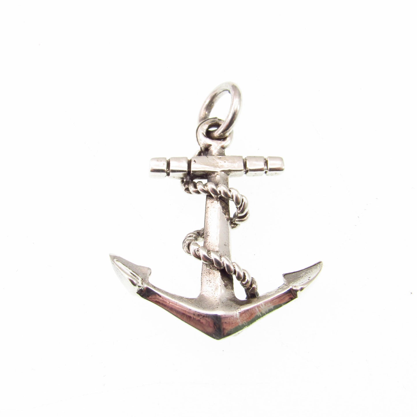 Solid 925 Sterling Silver Anchor Pendant with Rope Detail - Nautical Symbol Jewelry - Men's or Women's Silver Charm - Ocean Inspired Gift