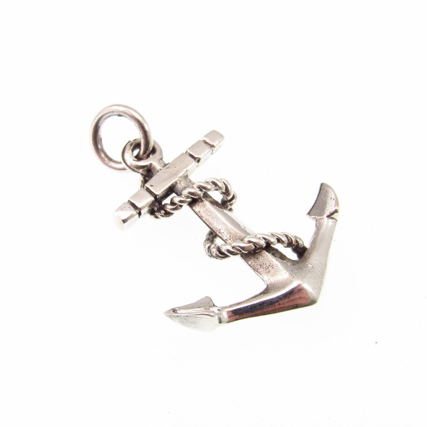 Solid 925 Sterling Silver Anchor Pendant with Rope Detail - Nautical Symbol Jewelry - Men's or Women's Silver Charm - Ocean Inspired Gift