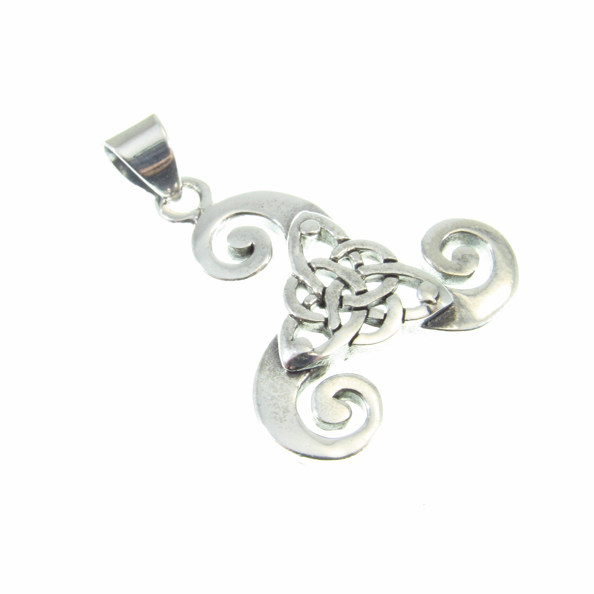 Solid 925 Sterling Silver Triskelion Pendant – Celtic Spiral Necklace Charm, Pagan Trinity Knot, Norse / Viking Jewelry Gift for Him & Her