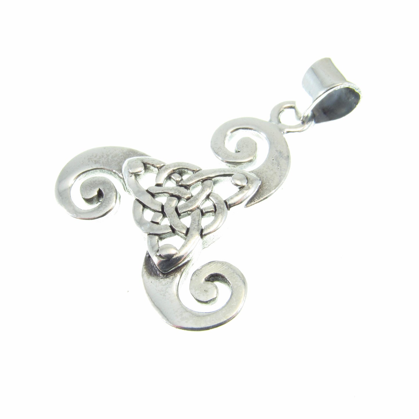 Solid 925 Sterling Silver Triskelion Pendant – Celtic Spiral Necklace Charm, Pagan Trinity Knot, Norse / Viking Jewelry Gift for Him & Her