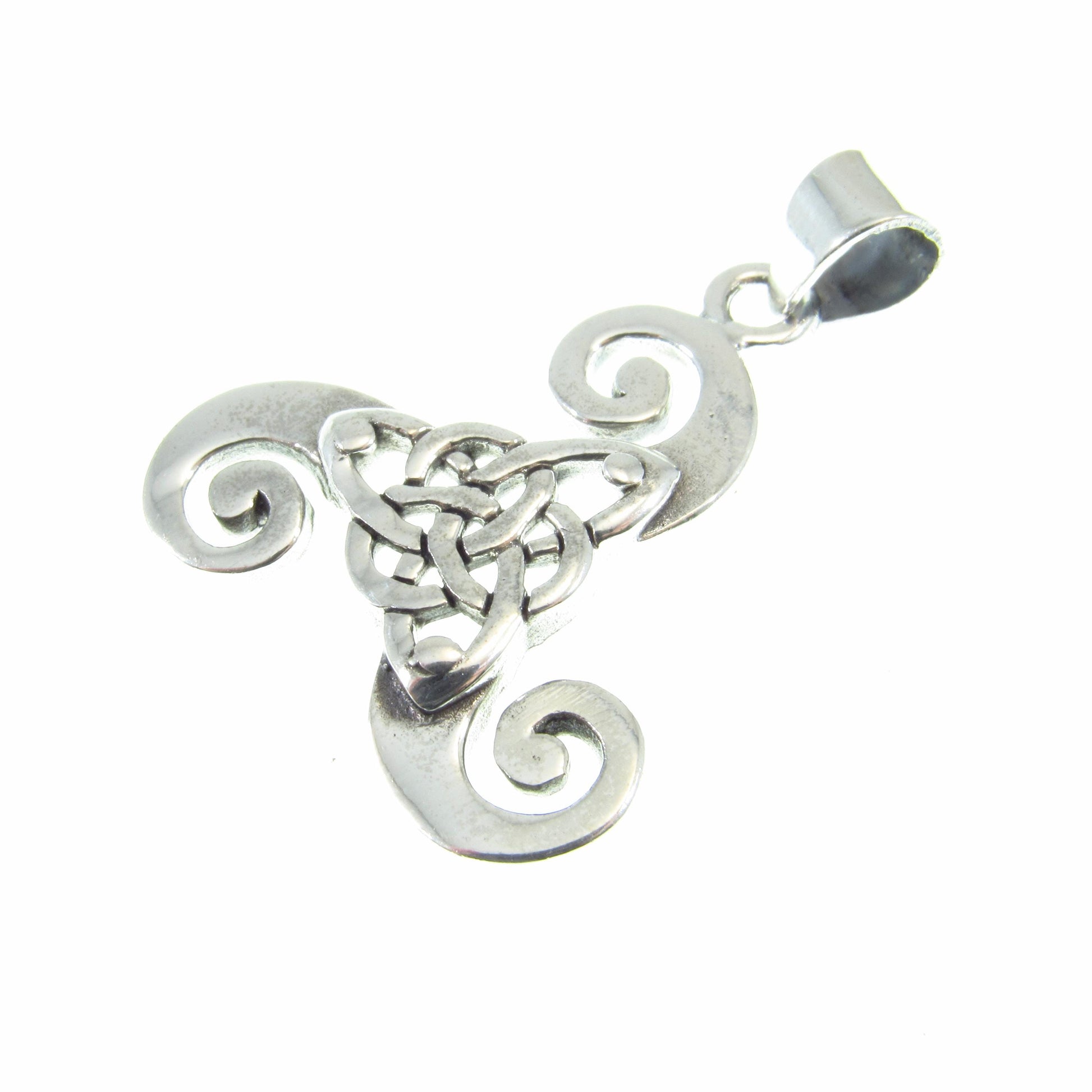 Solid 925 Sterling Silver Triskelion Pendant – Celtic Spiral Necklace Charm, Pagan Trinity Knot, Norse / Viking Jewelry Gift for Him & Her