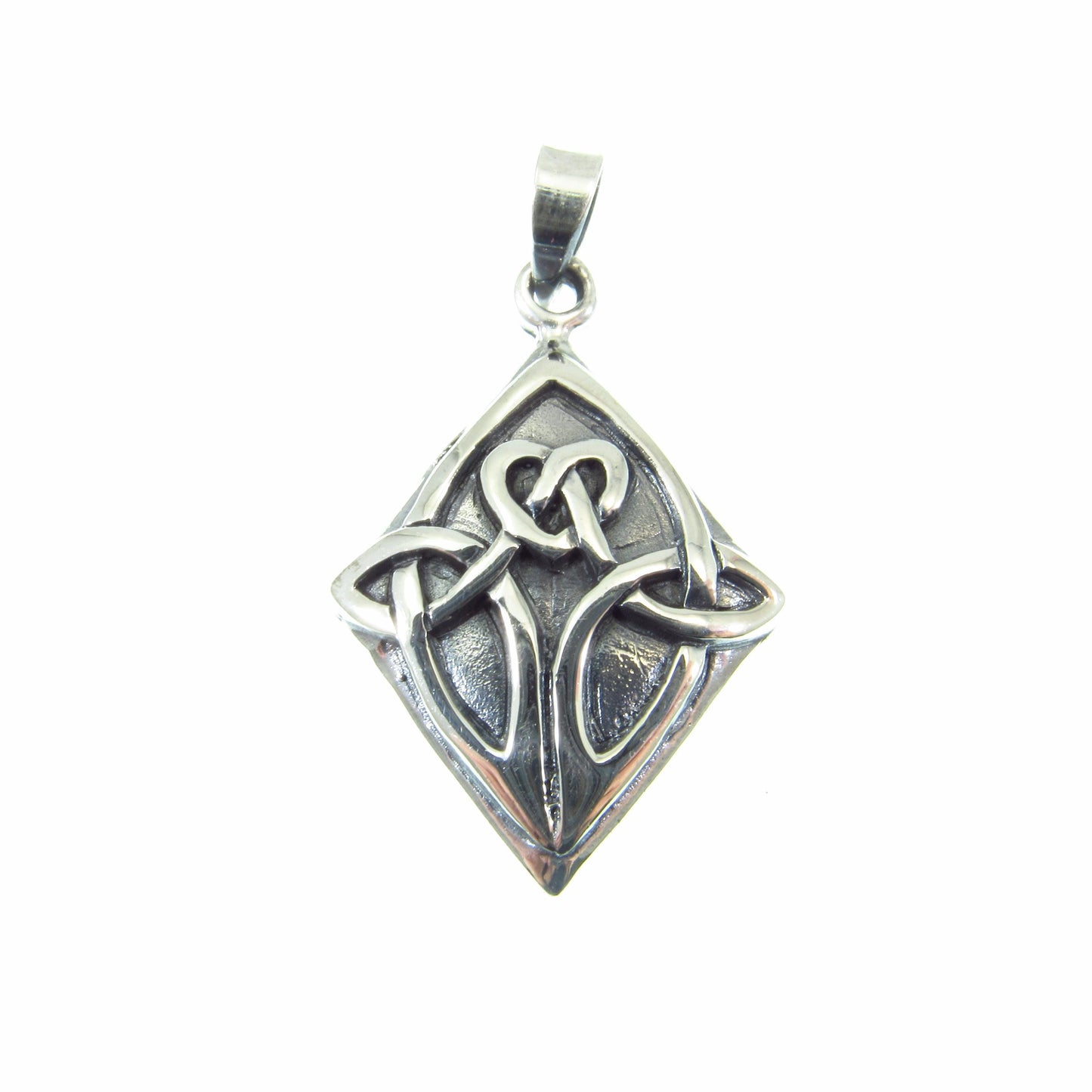 Solid 925 Sterling Silver Celtic Diamond Pendant – Handcrafted Celtic Knot Necklace Charm, Gaelic Jewelry Gift for Him or Her