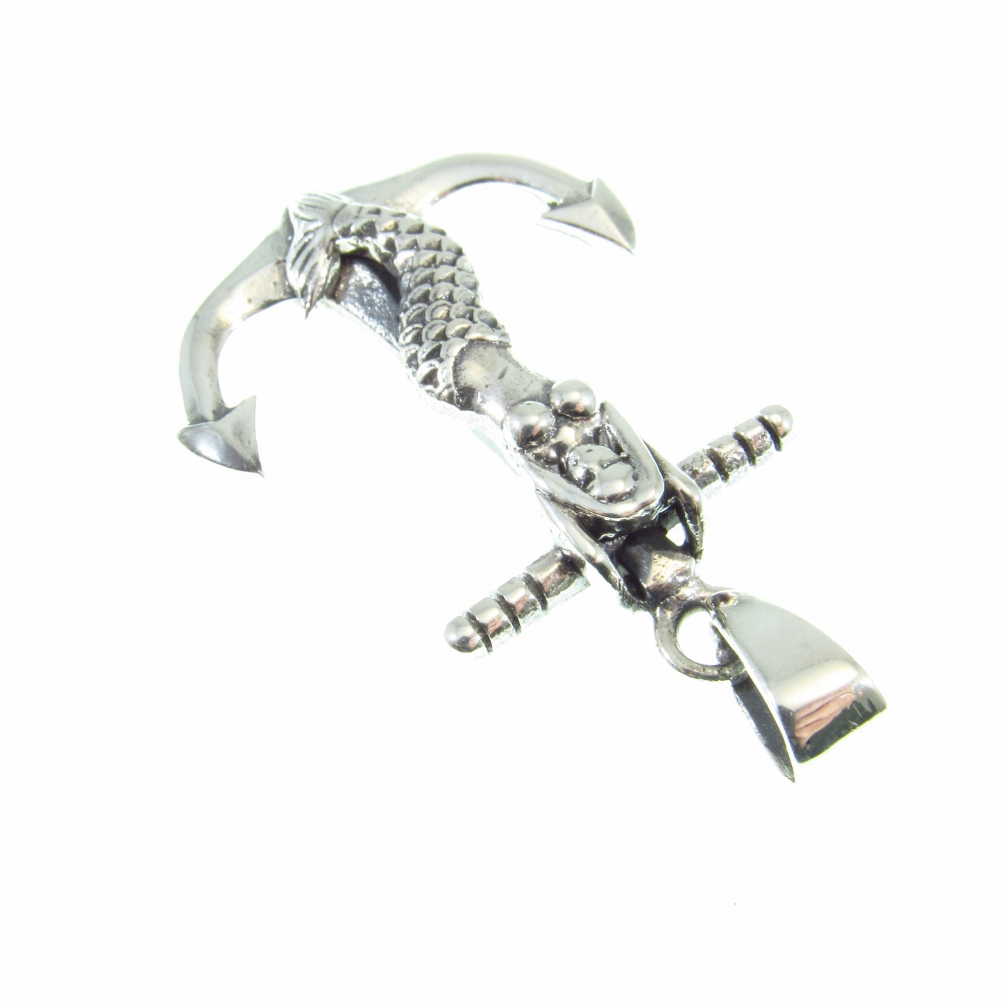 Solid 925 Sterling Silver Mermaid Anchor Pendant – Nautical Sailor Jewelry, Sea Siren Necklace Charm, Maritime Gift for Him or Her