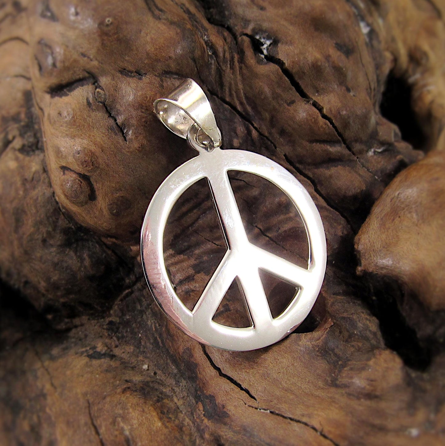 Solid 925 Sterling Silver Peace Sign Pendant, Handcrafted Hippie Jewelry, Boho Necklace Charm, Gift for Men or Women
