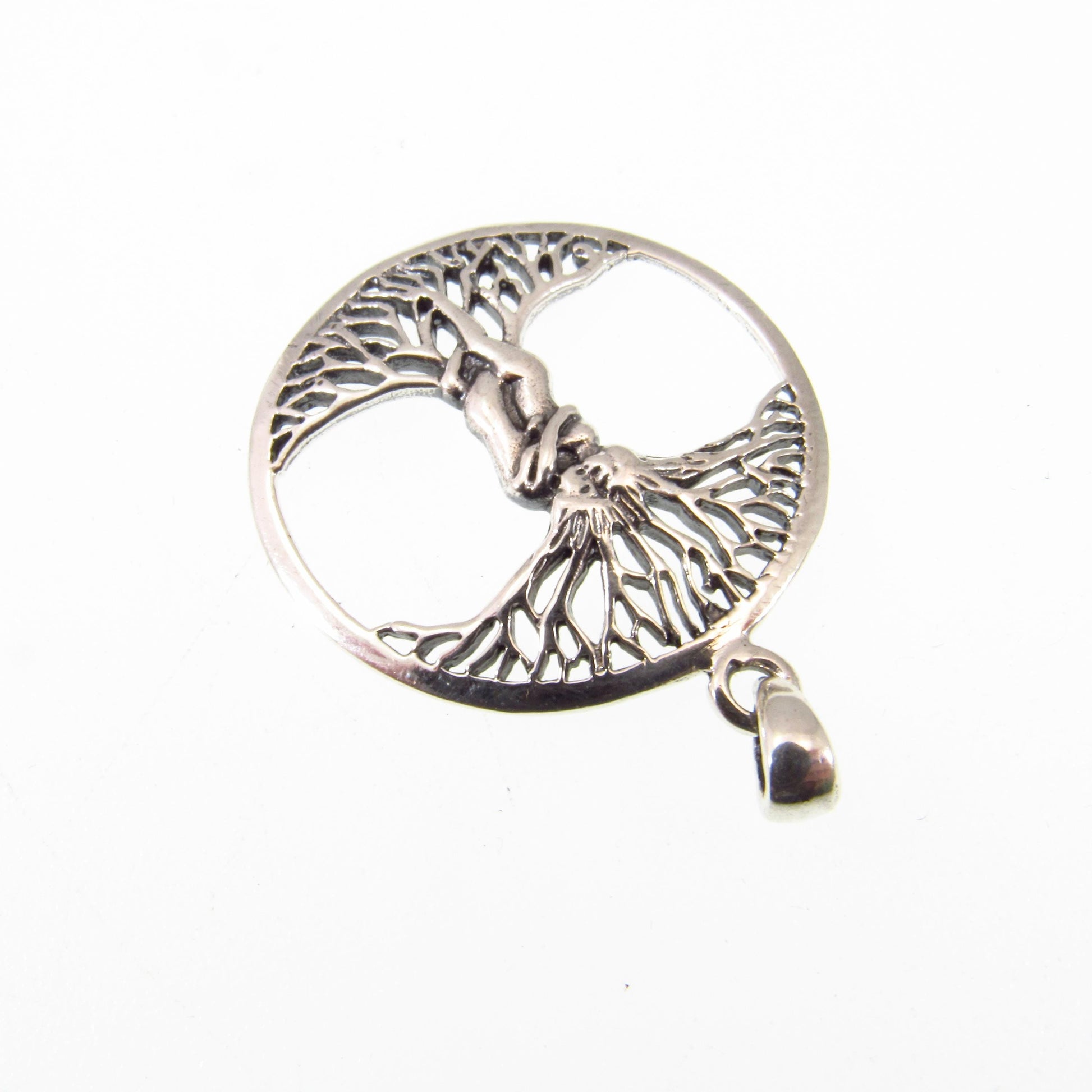 Solid 925 Sterling Silver Lovers Entwined Pendant - Couple Embracing - Tree of Life Pendant, Yggdrasil Amulet, Handcrafted Spiritual Jewelry