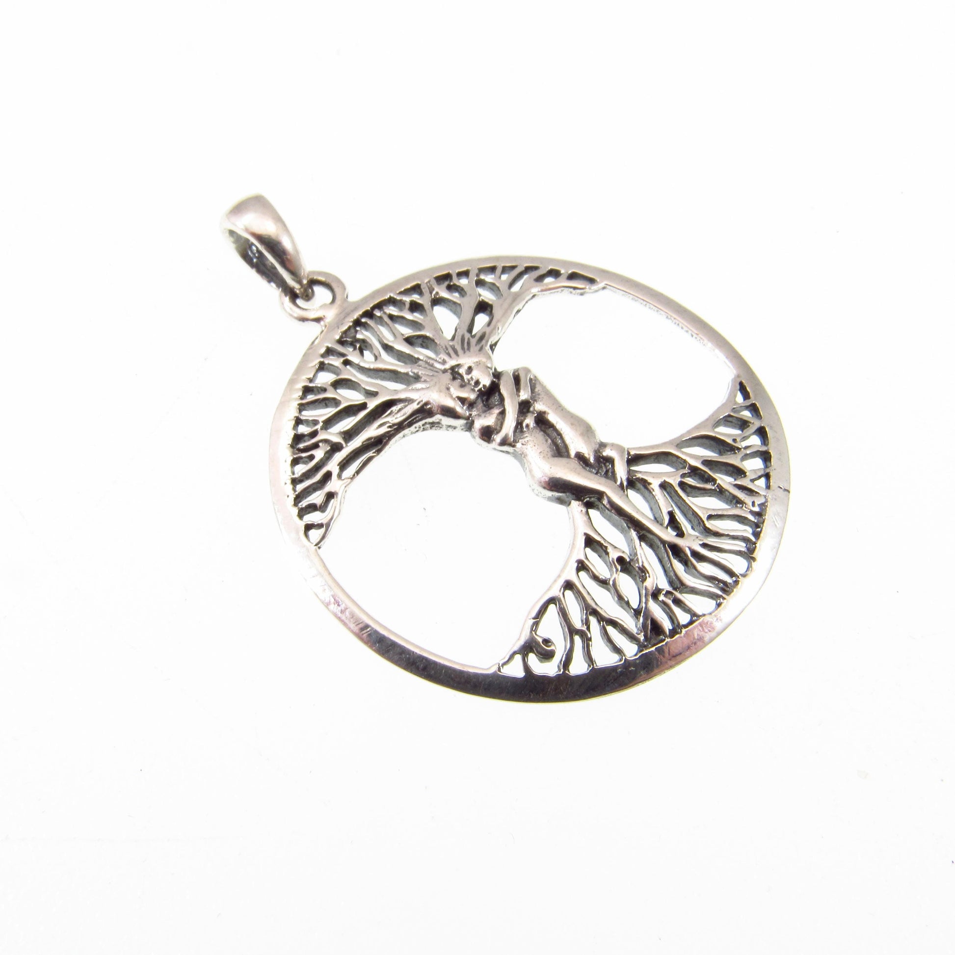 Solid 925 Sterling Silver Lovers Entwined Pendant - Couple Embracing - Tree of Life Pendant, Yggdrasil Amulet, Handcrafted Spiritual Jewelry