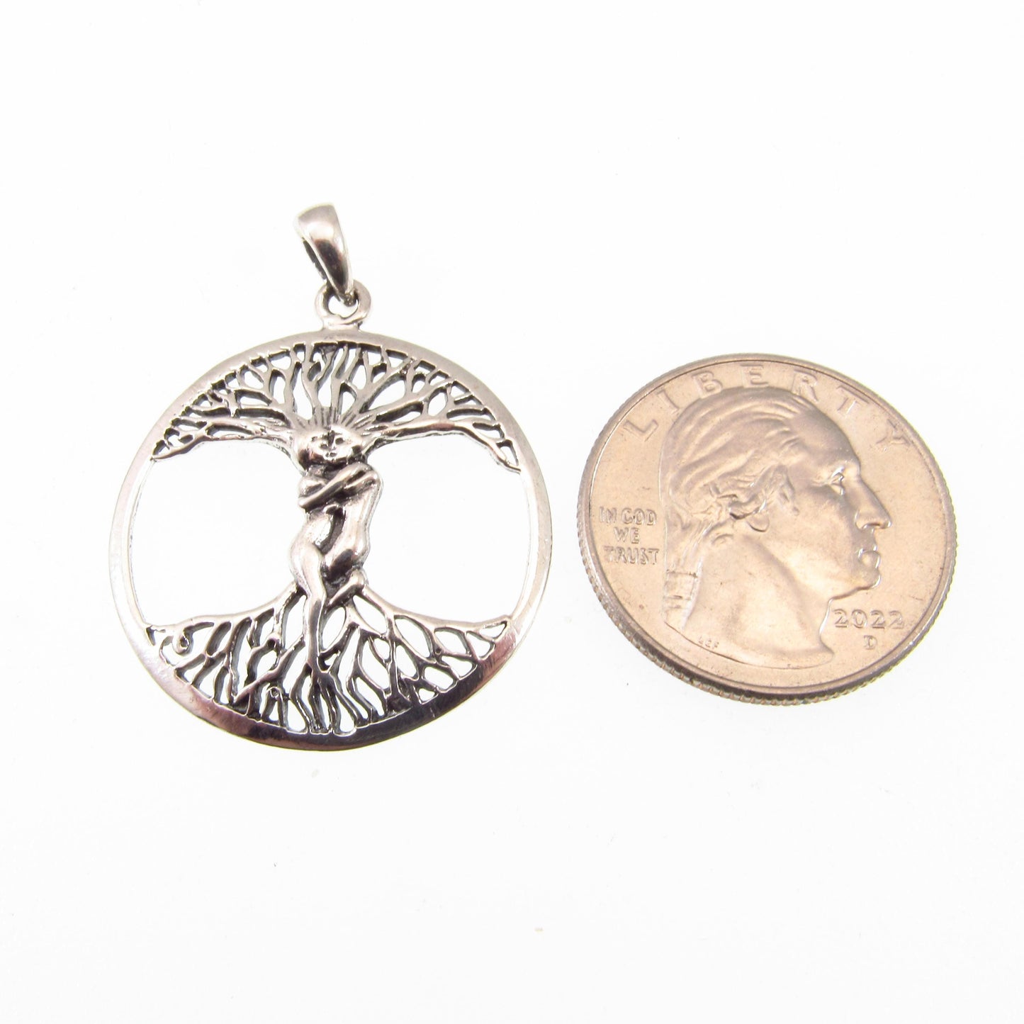 Solid 925 Sterling Silver Lovers Entwined Pendant - Couple Embracing - Tree of Life Pendant, Yggdrasil Amulet, Handcrafted Spiritual Jewelry