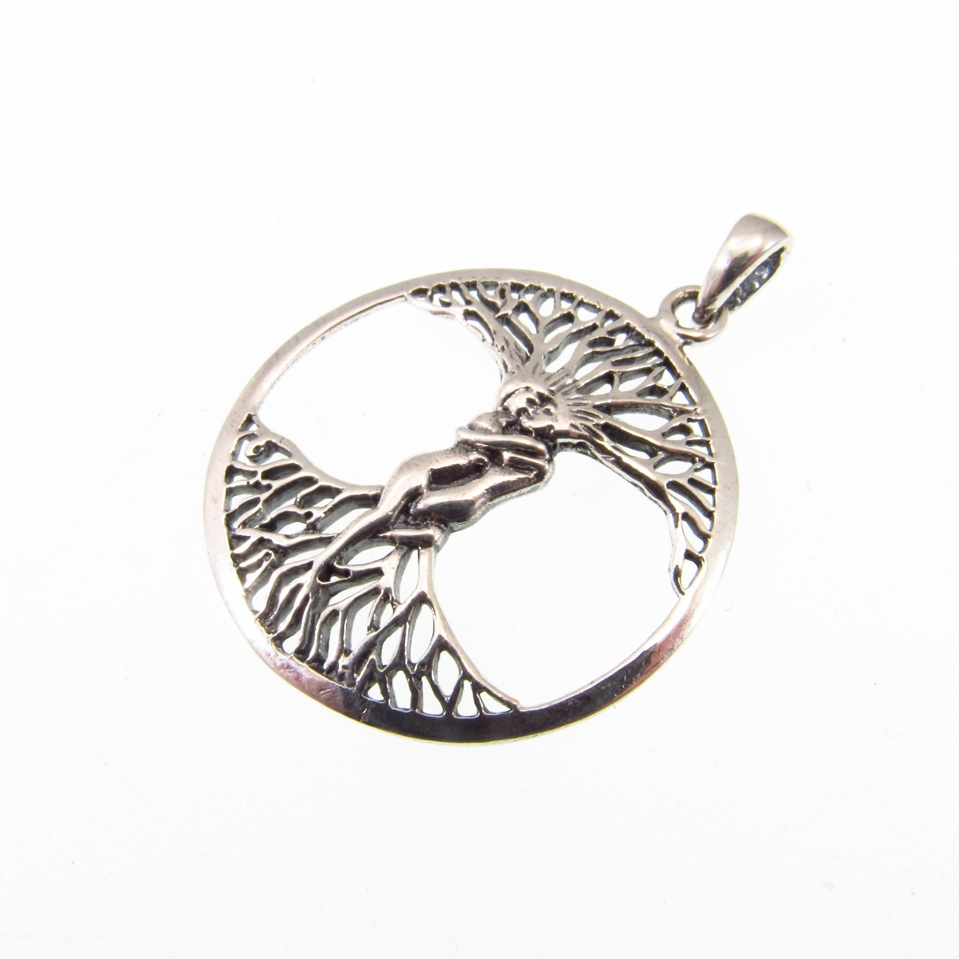 Solid 925 Sterling Silver Lovers Entwined Pendant - Couple Embracing - Tree of Life Pendant, Yggdrasil Amulet, Handcrafted Spiritual Jewelry