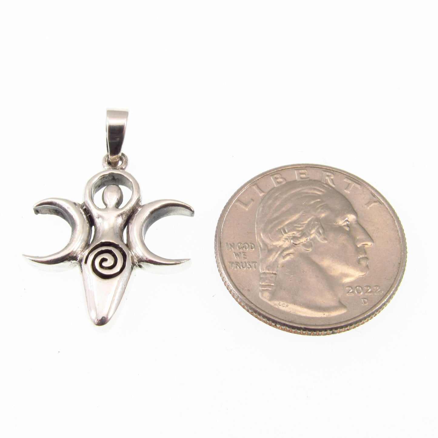Solid 925 Sterling Silver Triple Moon Spiral Goddess Pendant – Pagan & Wiccan Jewelry, Divine Feminine Charm, Spiritual Gift for Women