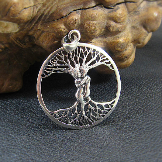 Solid 925 Sterling Silver Lovers Entwined Pendant - Couple Embracing - Tree of Life Pendant, Yggdrasil Amulet, Handcrafted Spiritual Jewelry
