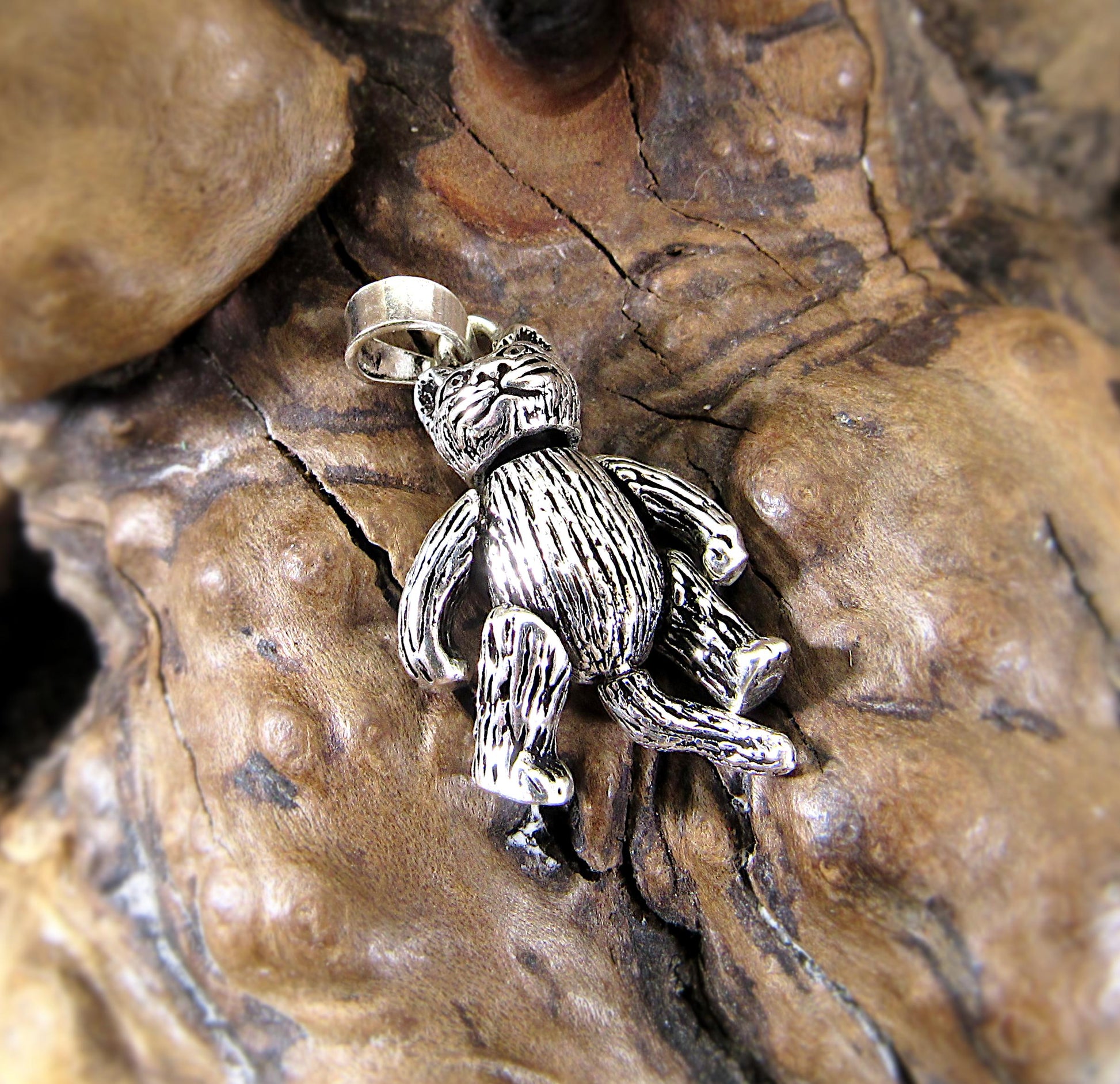 Solid 925 Sterling Silver Articulated Kitty Cat Pendant – Movable Cat Charm, Silver Cat Lover Jewelry, Unique Feline Gift