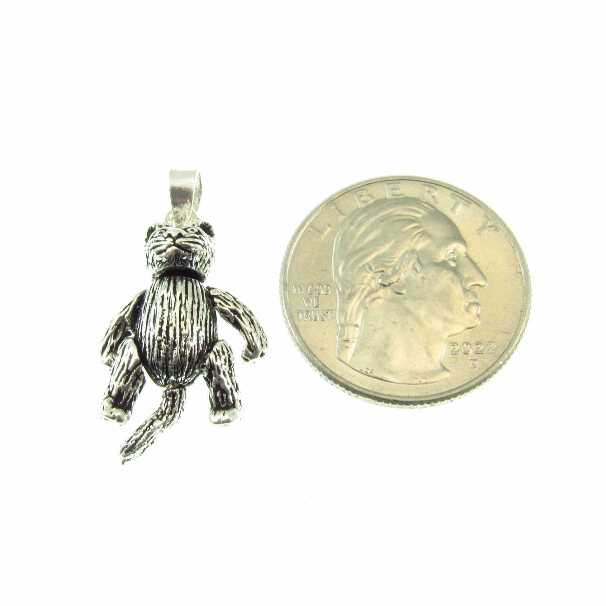 Solid 925 Sterling Silver Articulated Kitty Cat Pendant – Movable Cat Charm, Silver Cat Lover Jewelry, Unique Feline Gift
