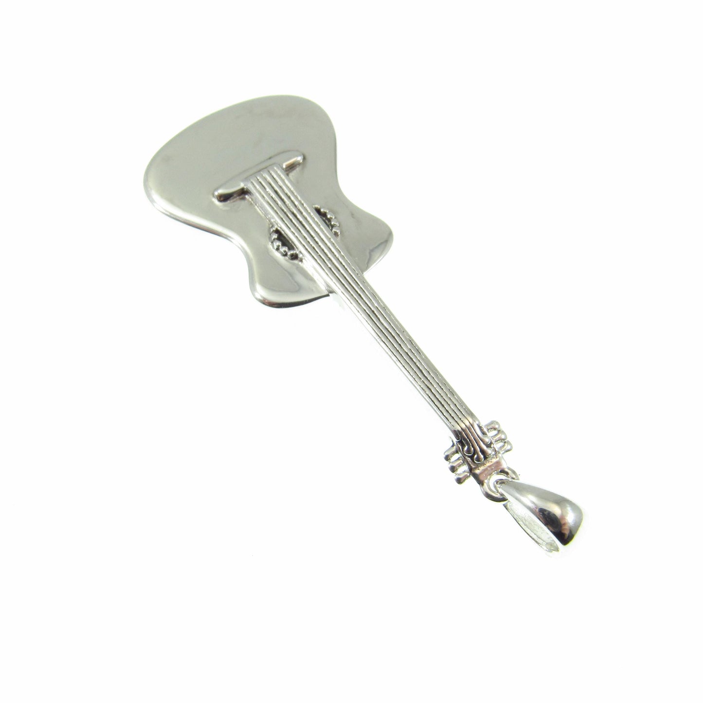 Solid 925 Sterling Silver Guitar Pendant – Music Jewelry, Silver Guitarist Necklace Pendant, Unique Gift for Musicians & Rock Lovers