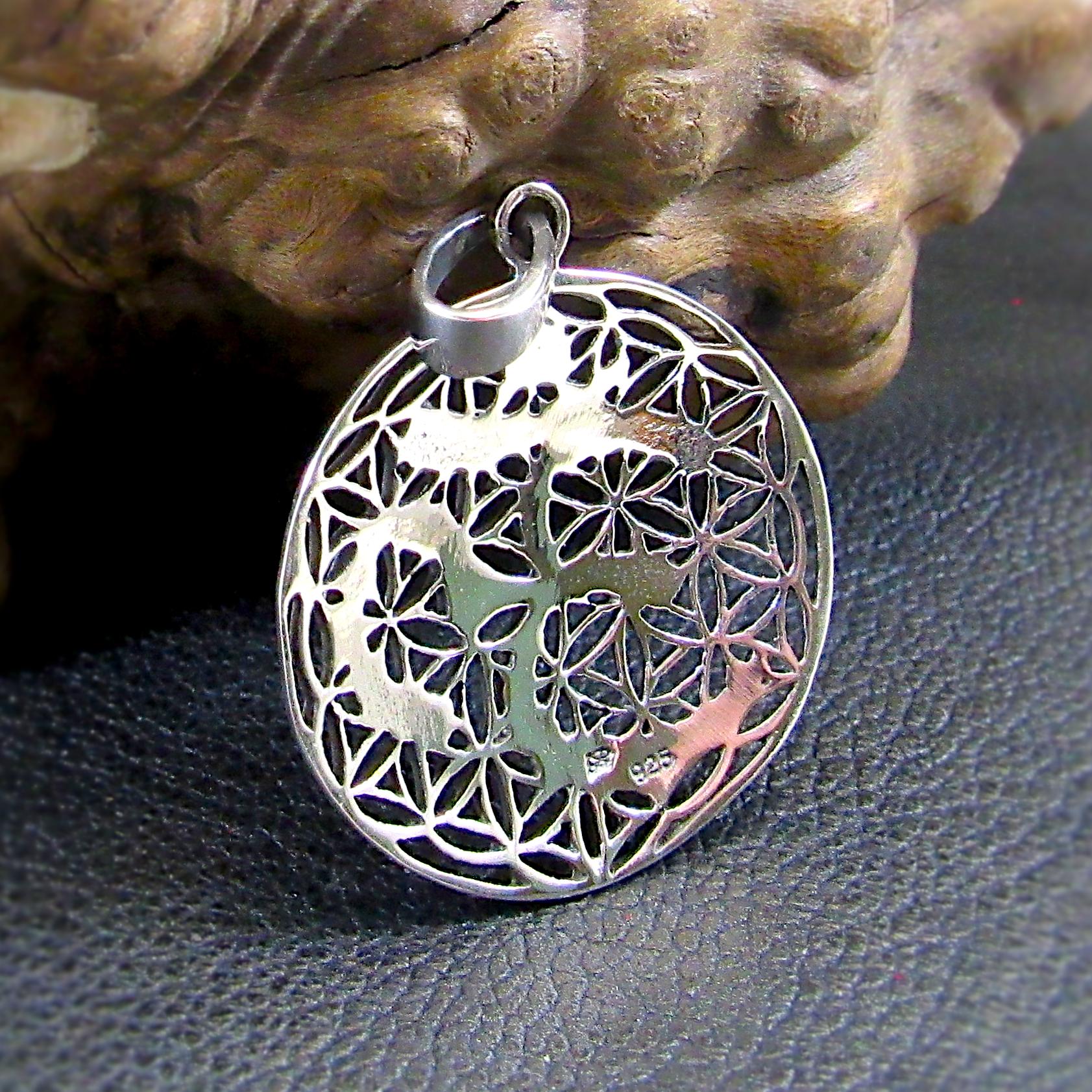 Solid 925 Sterling Silver Flower of Life Om Pendant – Handcrafted Yoga Jewelry with Sacred Geometry & Tree of Life Symbol - Gift for Yogis