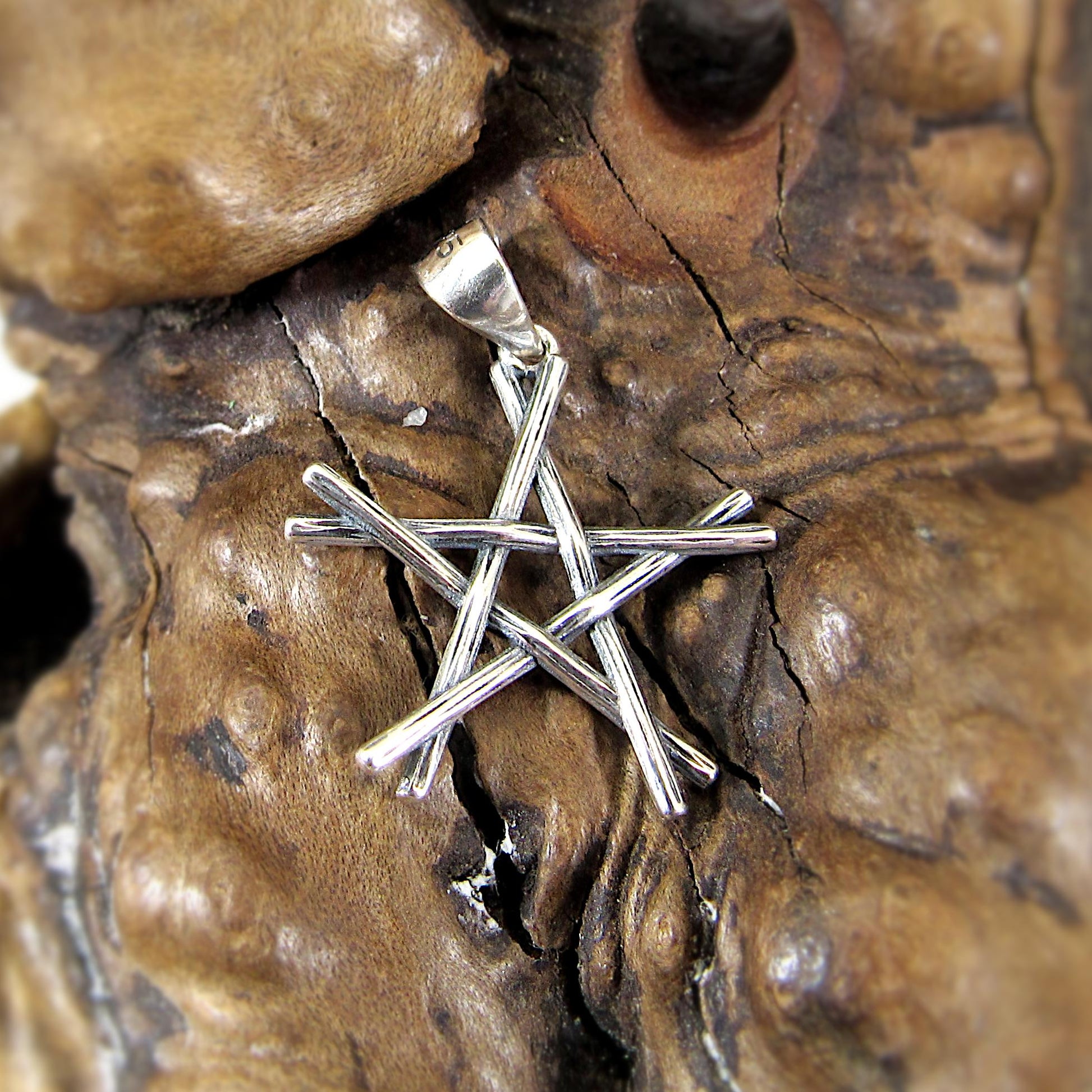 Solid 925 Sterling Silver Pentagram Pendant – Handcrafted 5-Pointed Star Charm, Wiccan Pagan Symbol, Protection Amulet, Witchy Jewelry Gift