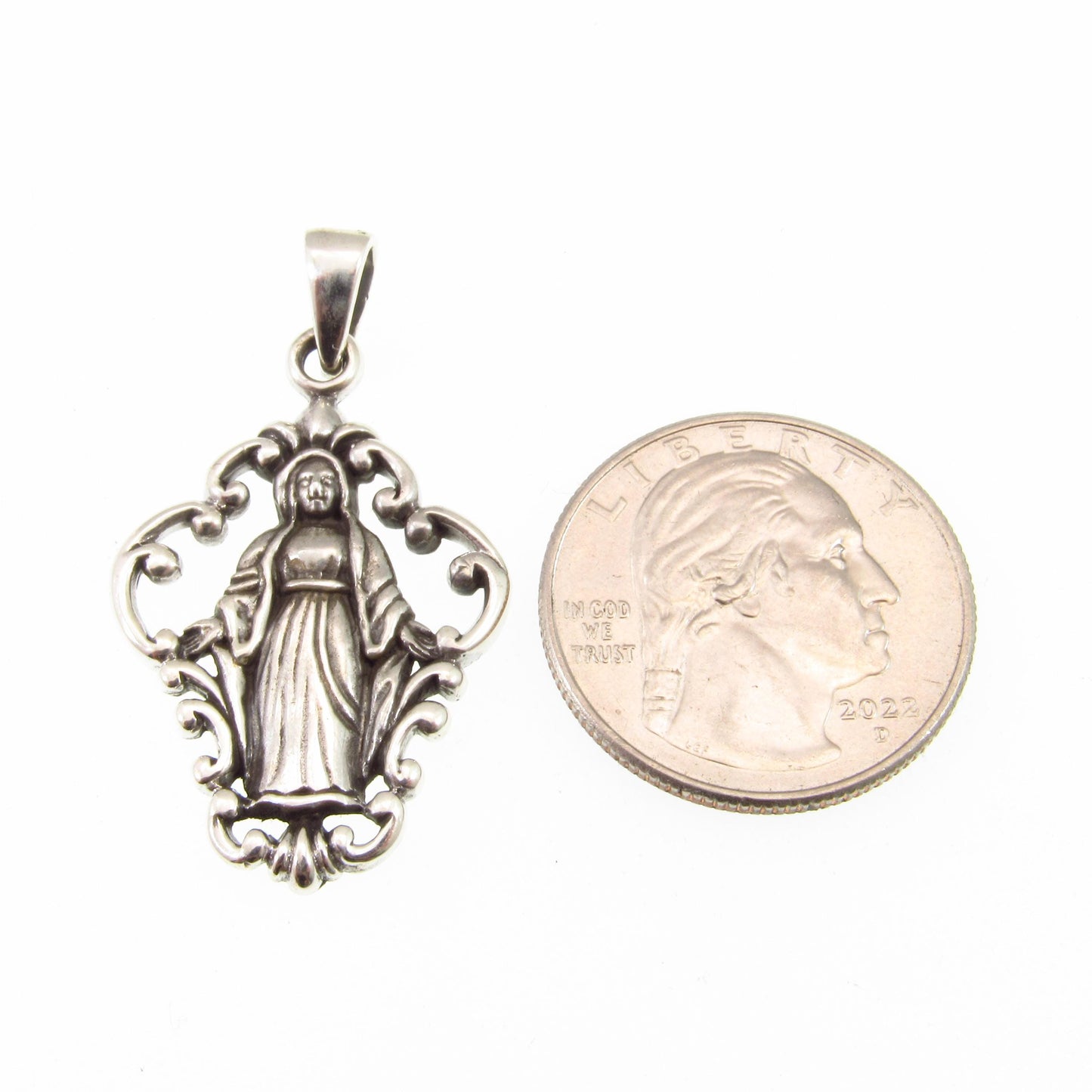 Solid 925 Sterling Silver Virgin Mary Pendant, Miraculous Medal Necklace, Catholic Jewelry, Christian Faith Gift, Religious Protection Charm