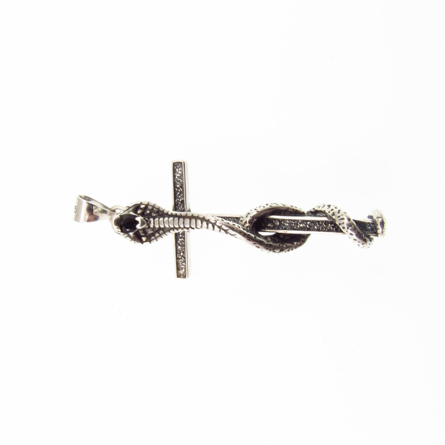 Solid 925 Sterling Silver Cobra Cross Pendant – Gothic Snake & Skull Necklace Pendant, Dark Symbolism Jewelry, Biker and Viking Amulet