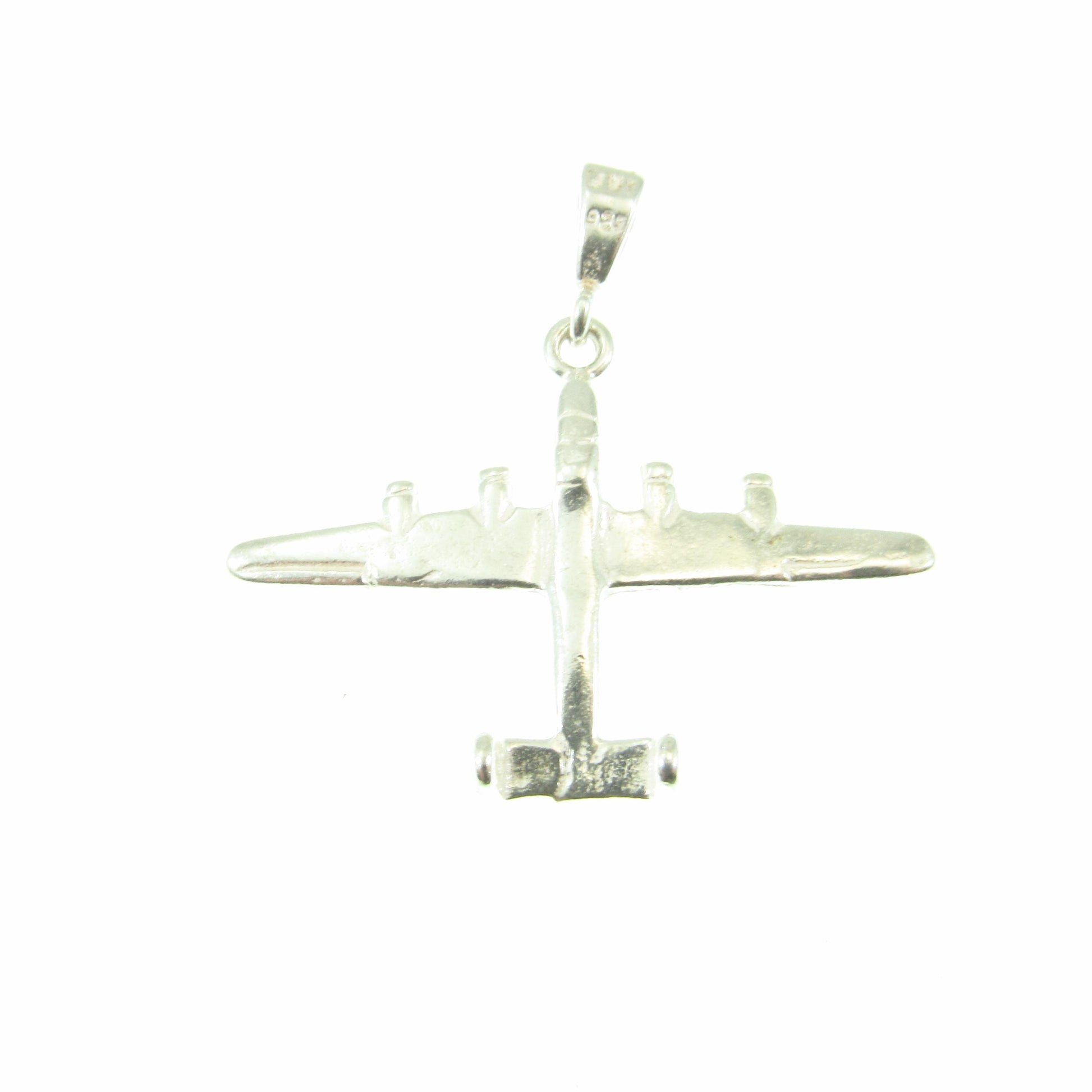Solid 925 Sterling Silver Bomber Airplane Pendant – WWII Aircraft Necklace Charm, Military Pilot Pendant, Aviation Jewelry Gift