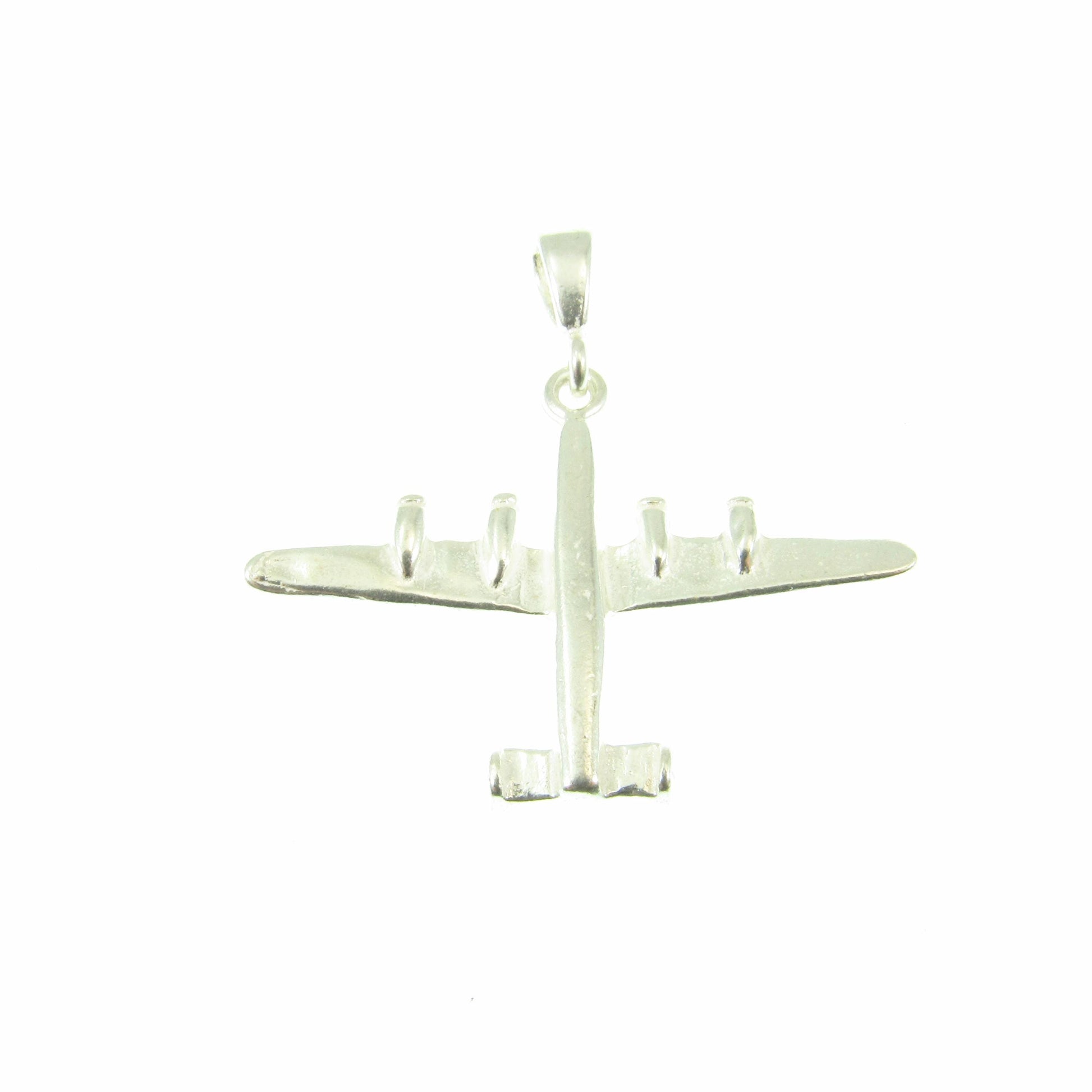 Solid 925 Sterling Silver Bomber Airplane Pendant – WWII Aircraft Necklace Charm, Military Pilot Pendant, Aviation Jewelry Gift